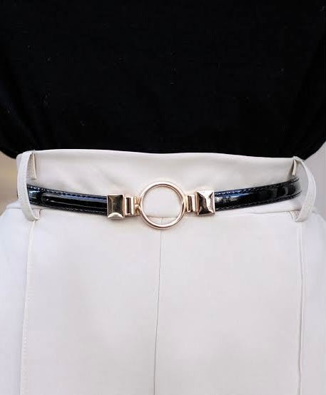 Stylish Metal Ring Lock Adjustable Belt