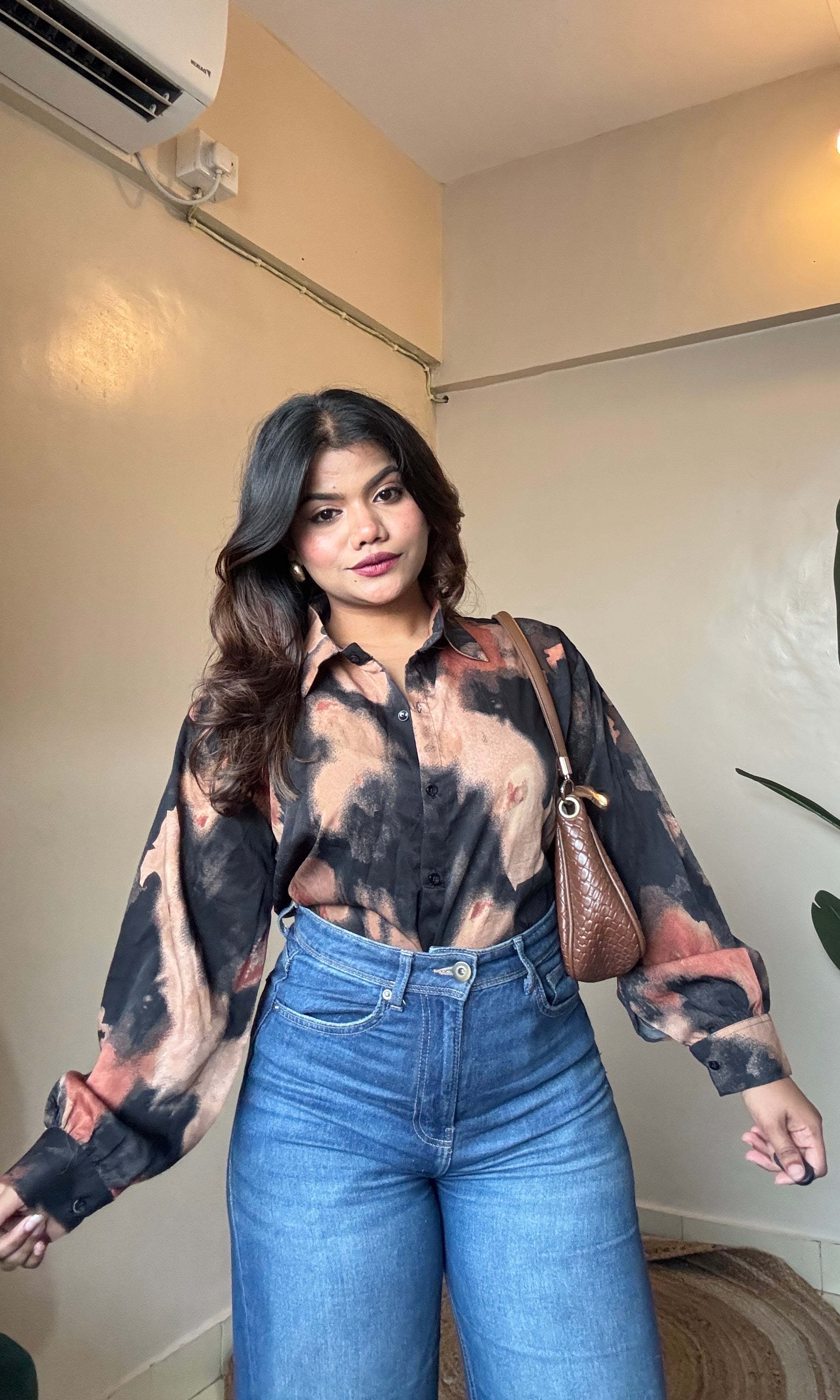 Black Brown Marble Printed Imported Shirt