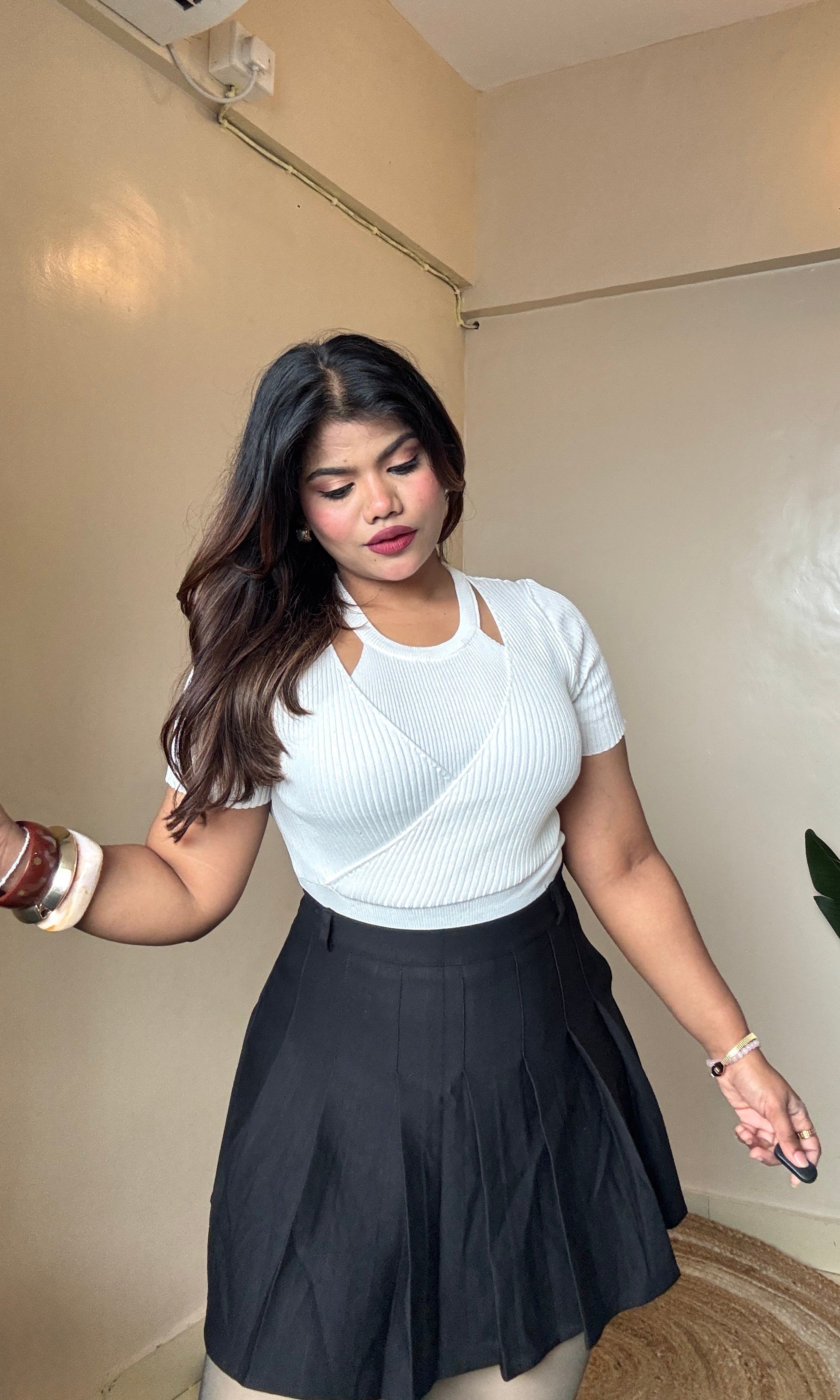 Halter Neck Wrap Ribbed Top