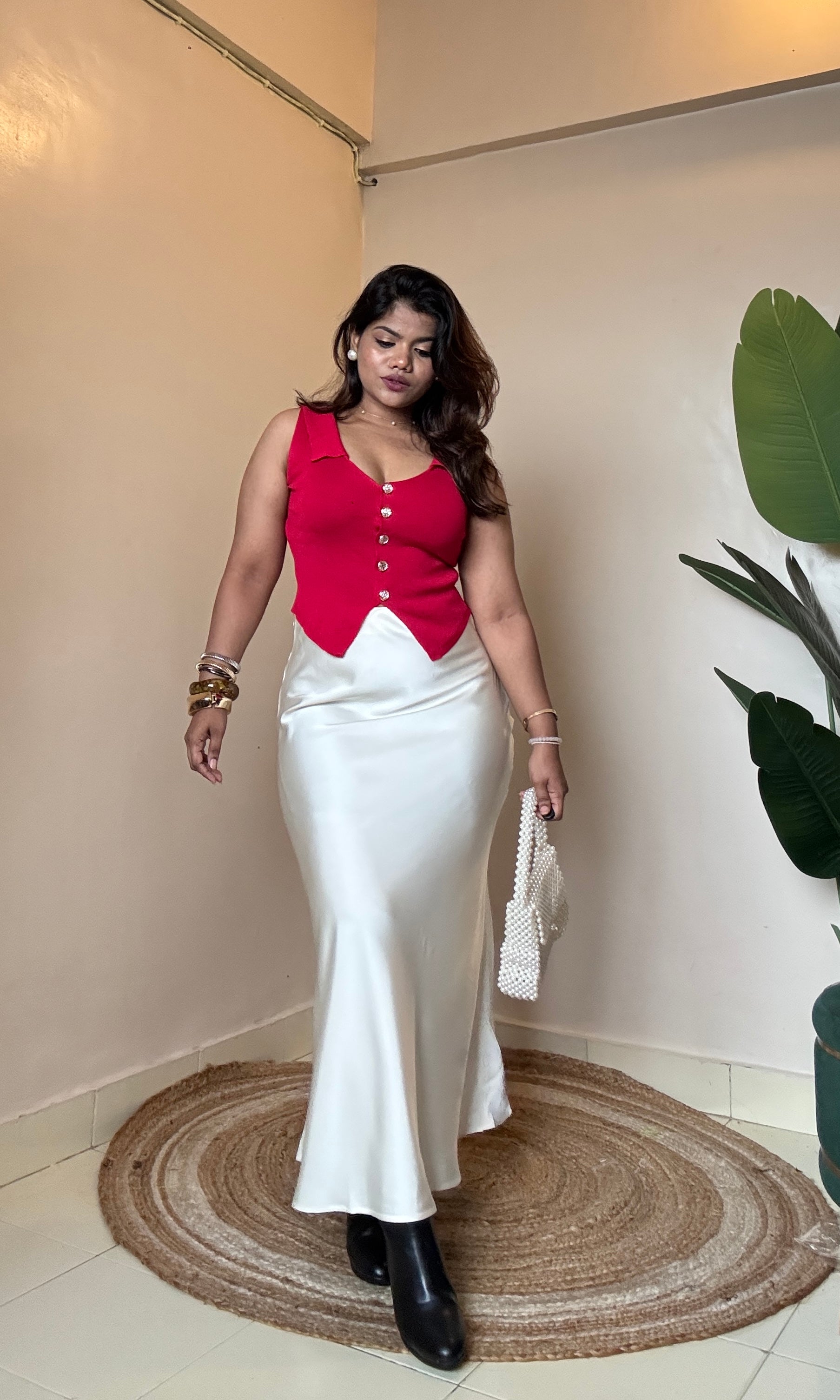 Premium Ivory Satin Skirt