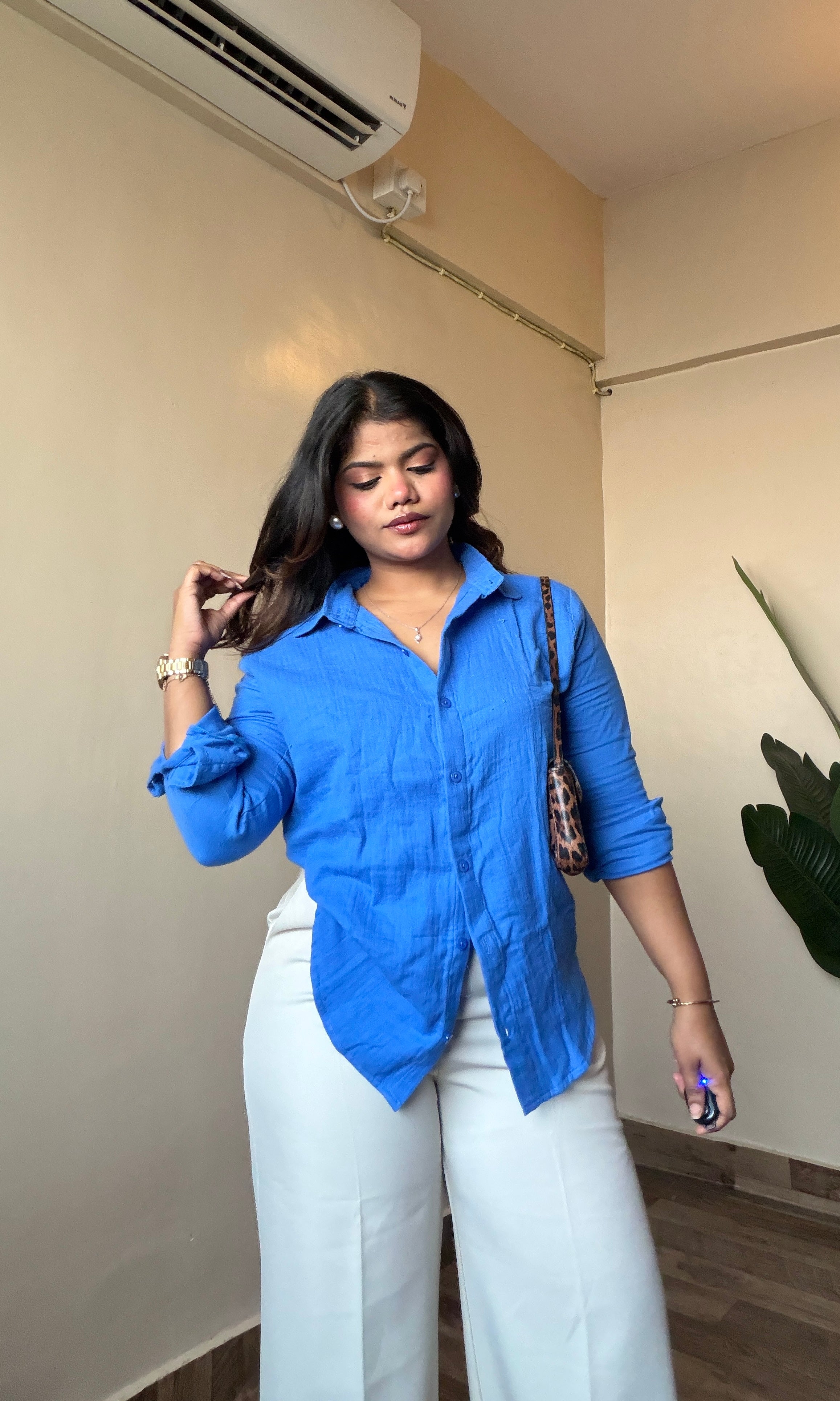 Blue Cotton Mulmul Shirt