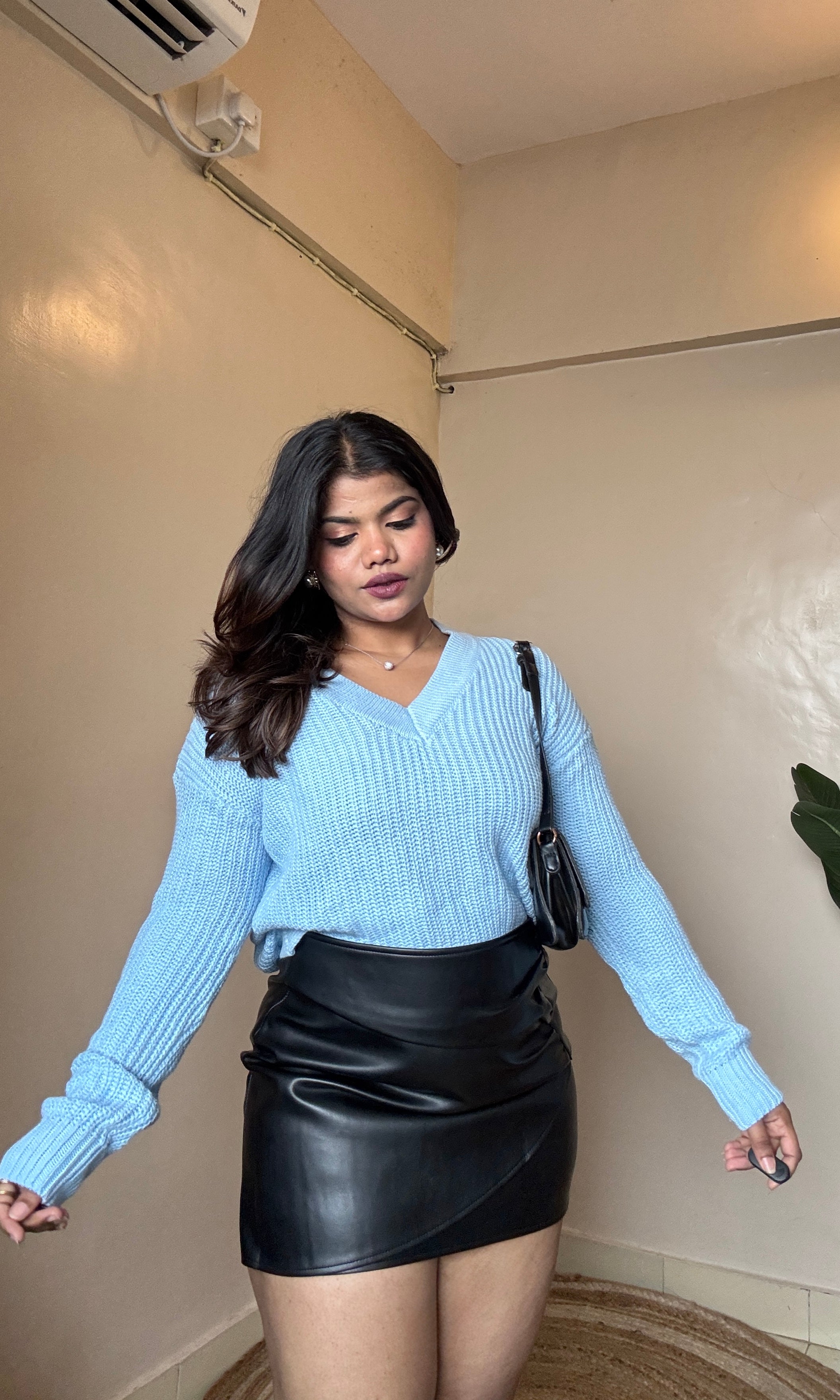 Ice Blue V Knit Pullover