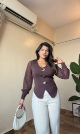 Metallic Broch Waist Coat With Sleeve