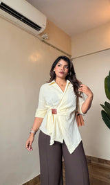 Wrap Wrinkle-Free Tie-Up Shirt