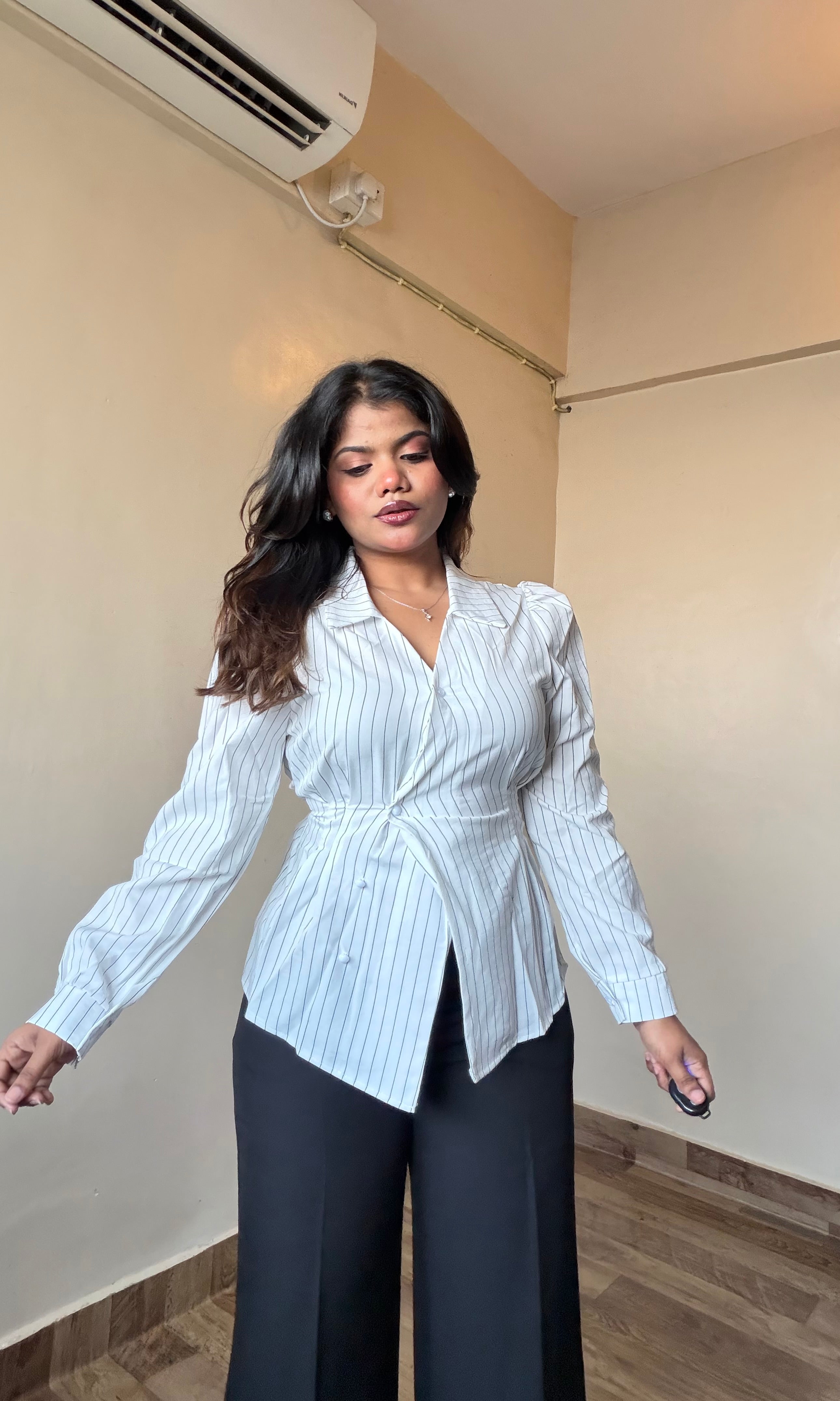 Structured Striped Fitted Shirt