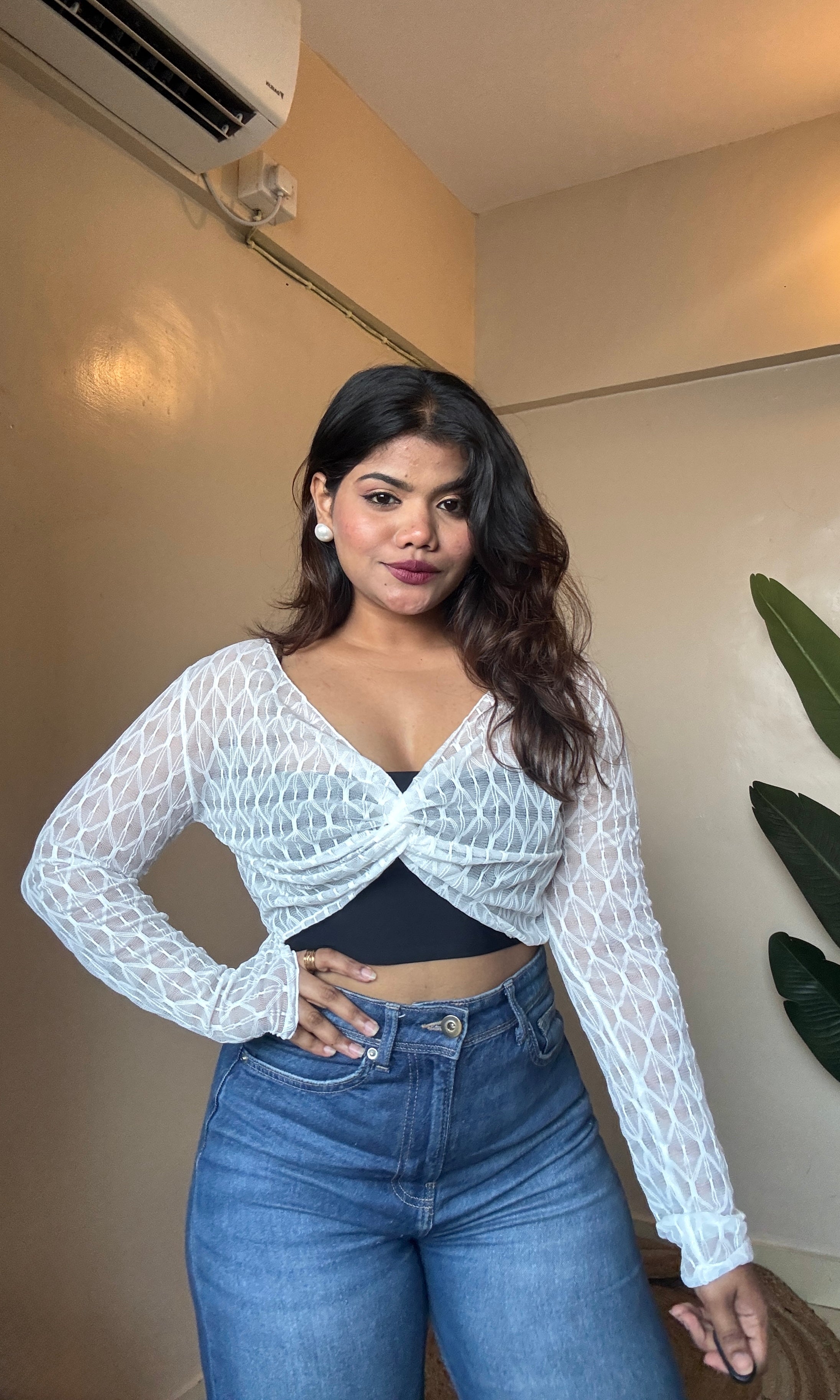 Front twisted Mesh Top