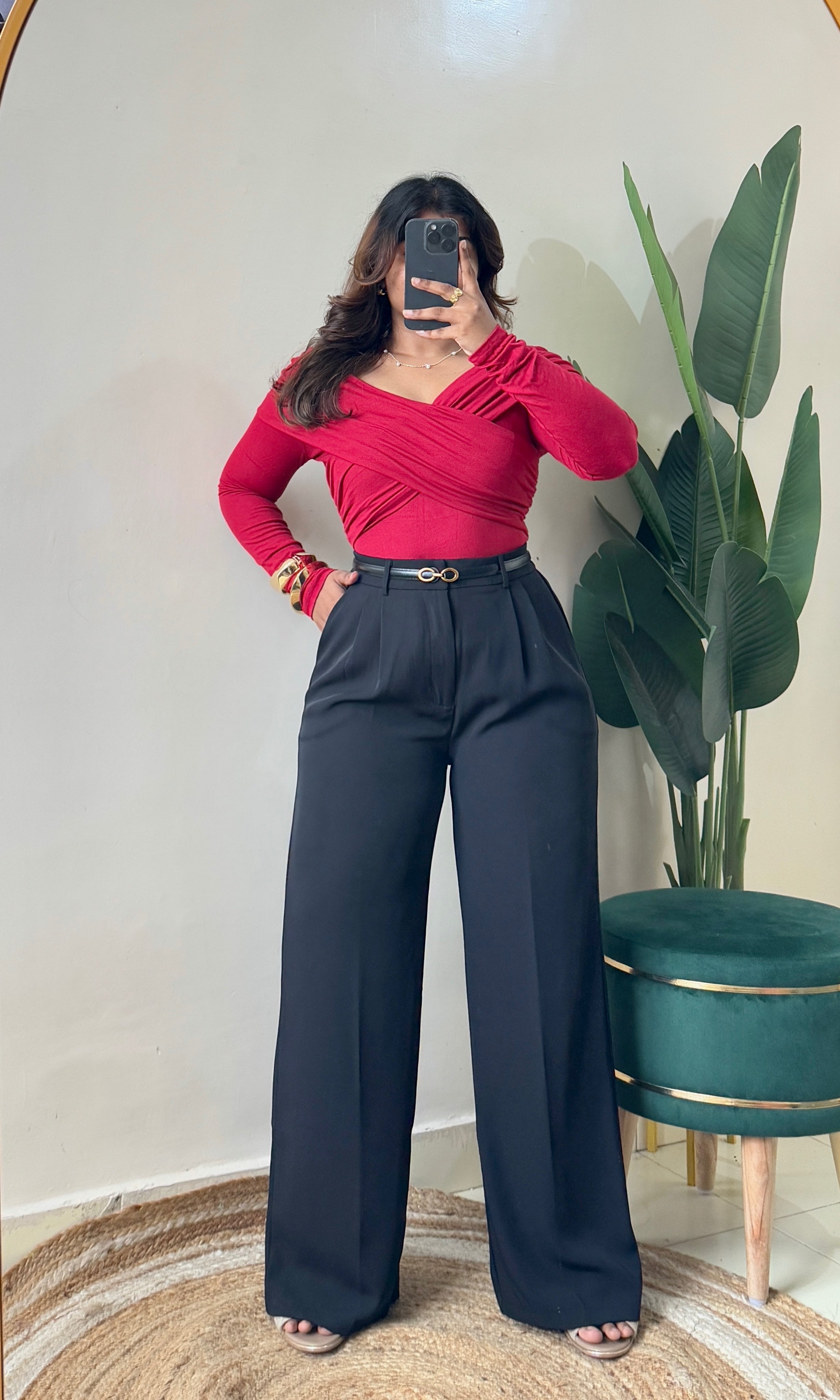 Korean Black Tailored Pants
