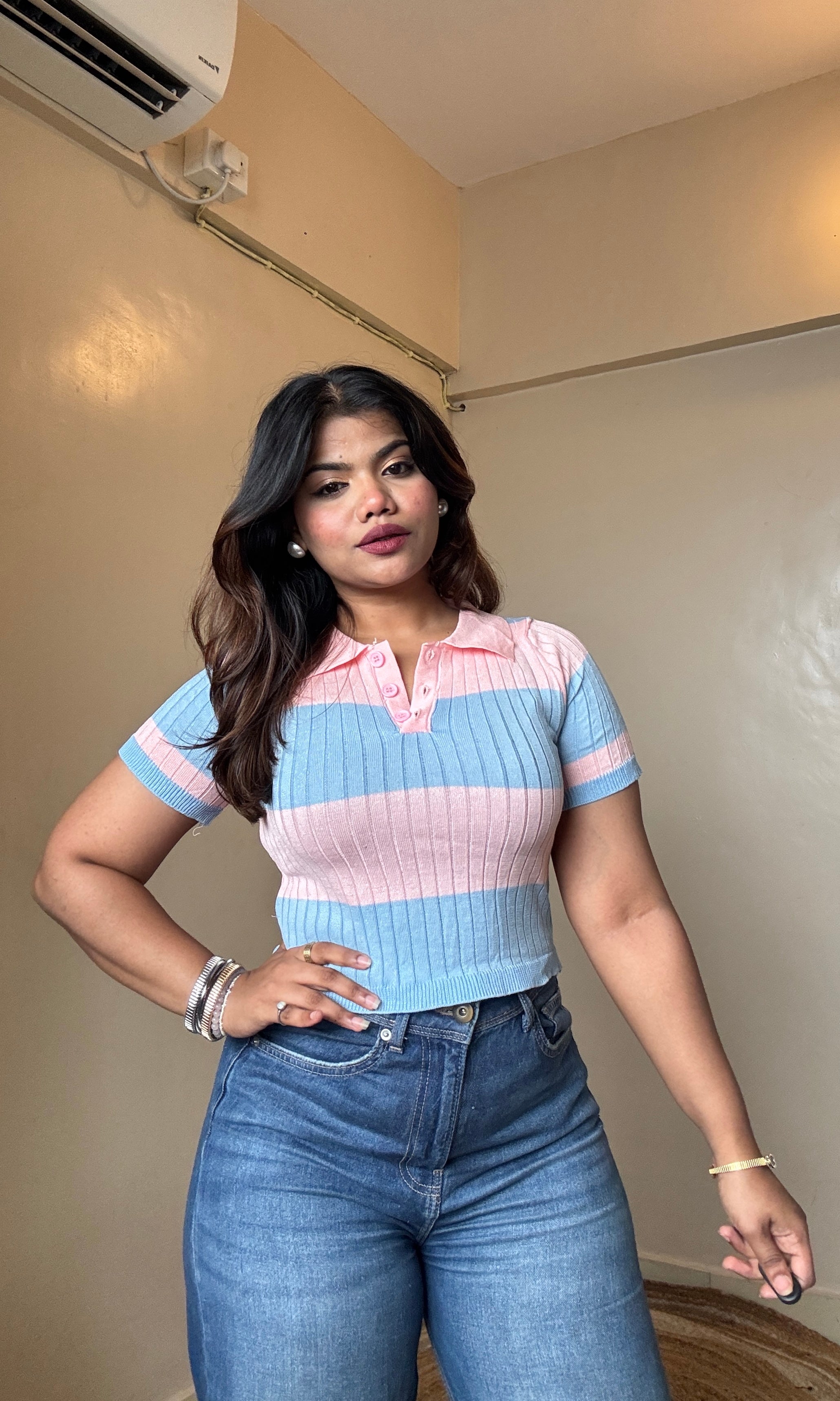Collar Ribbed T-Shirt