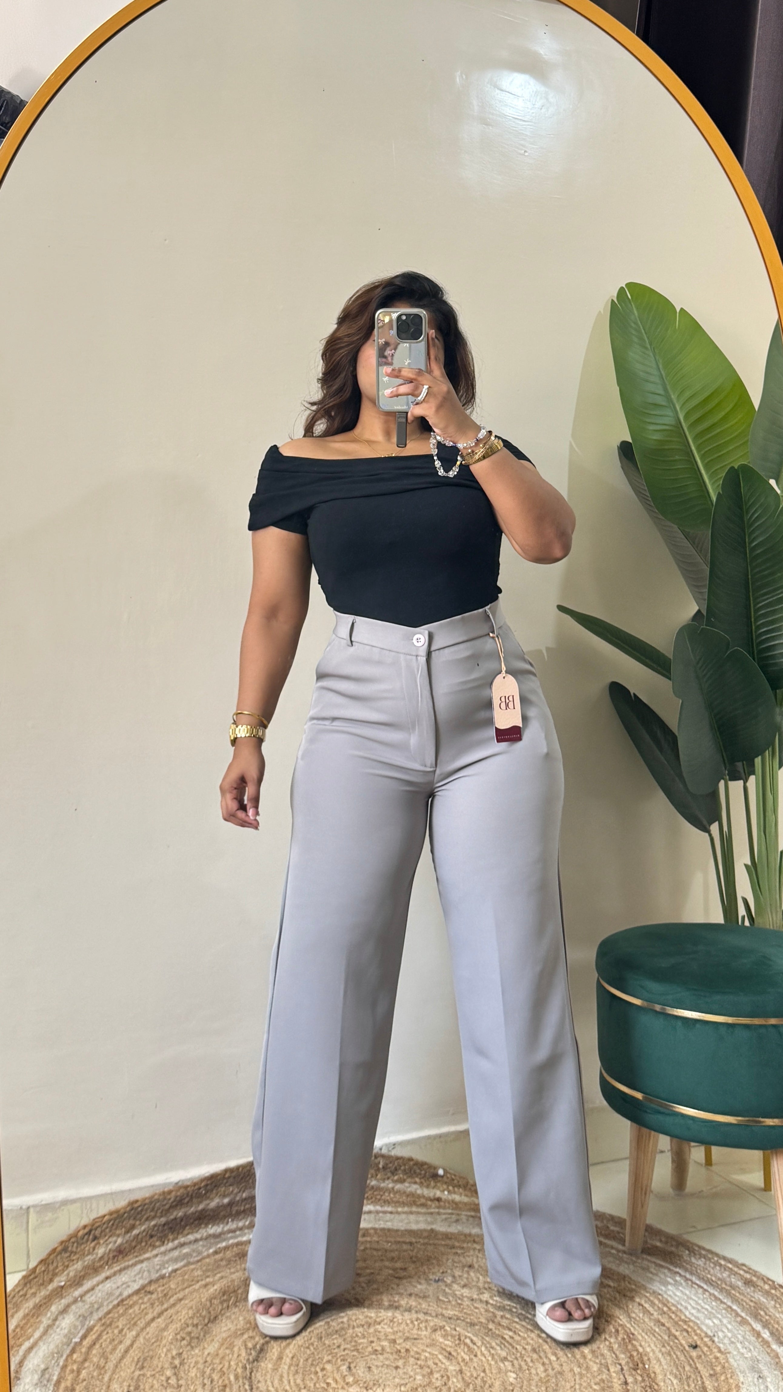 Korean Grey High Waist Trouser