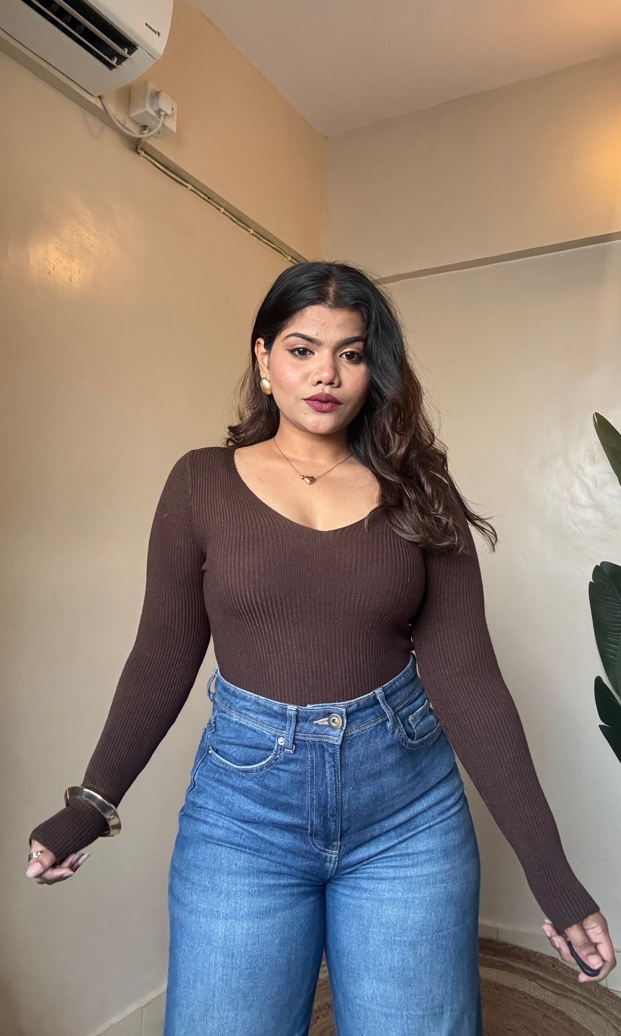 Bestseller V Neck Ribbed Top