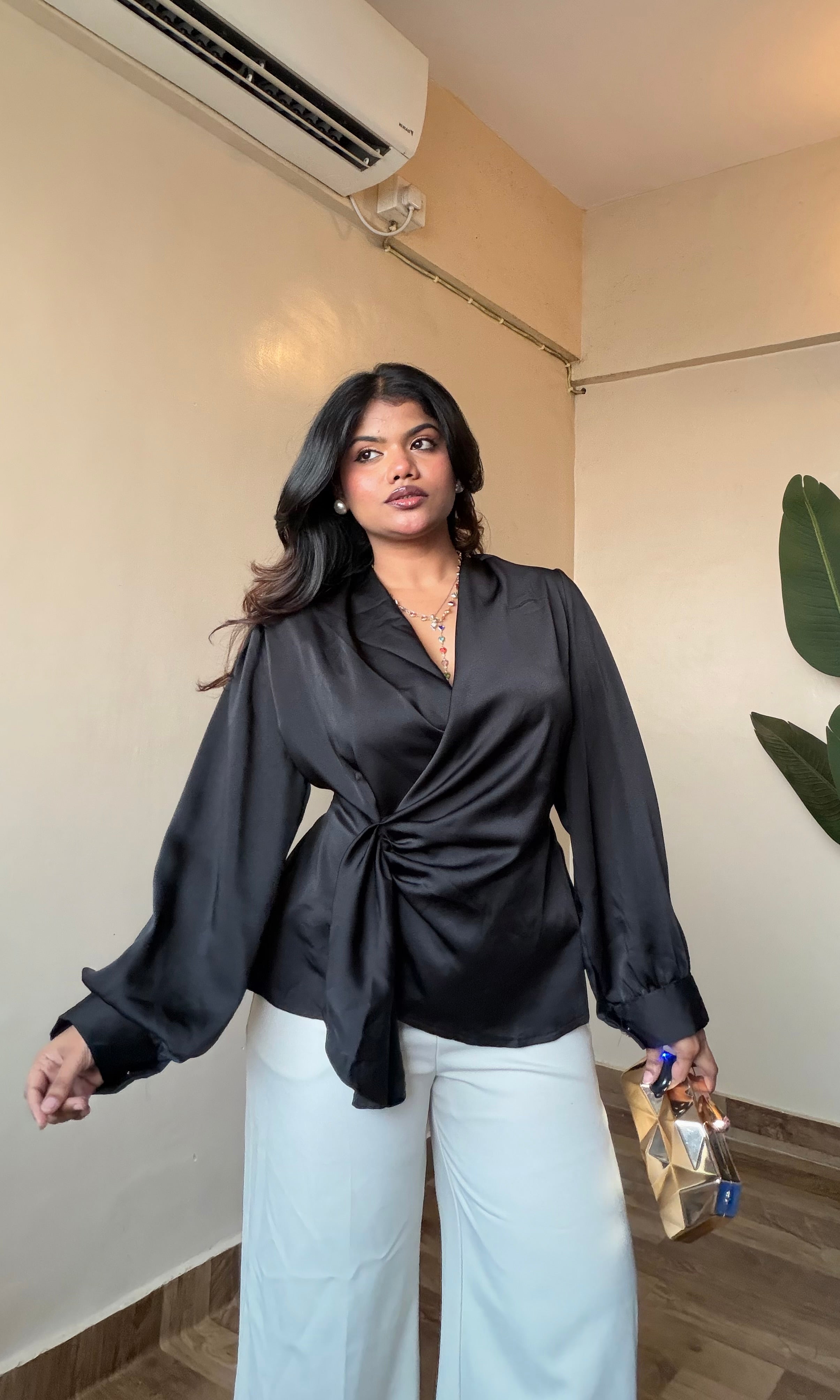 Premium Satin Drap Detailing Top