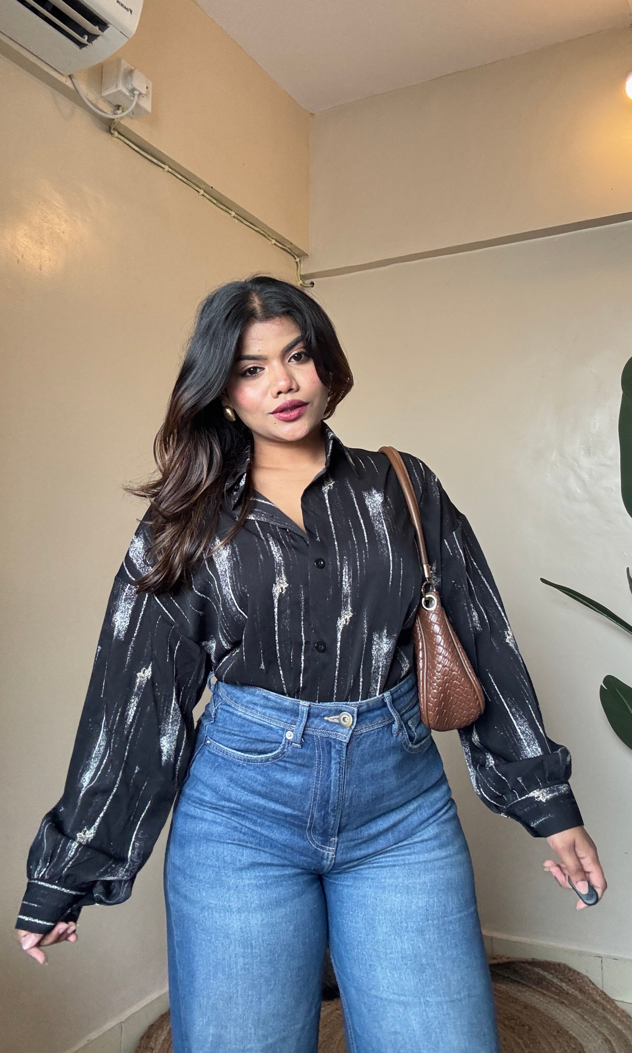 Black Abstract Printed Imported Shirt