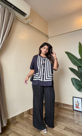 Abstract Printed Pleated Co-Ord set