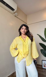 Cotton Mulmul Ruffle Detailing Top