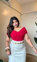 Wrap Crossover BodyFitted Half Sleeve Top #2179