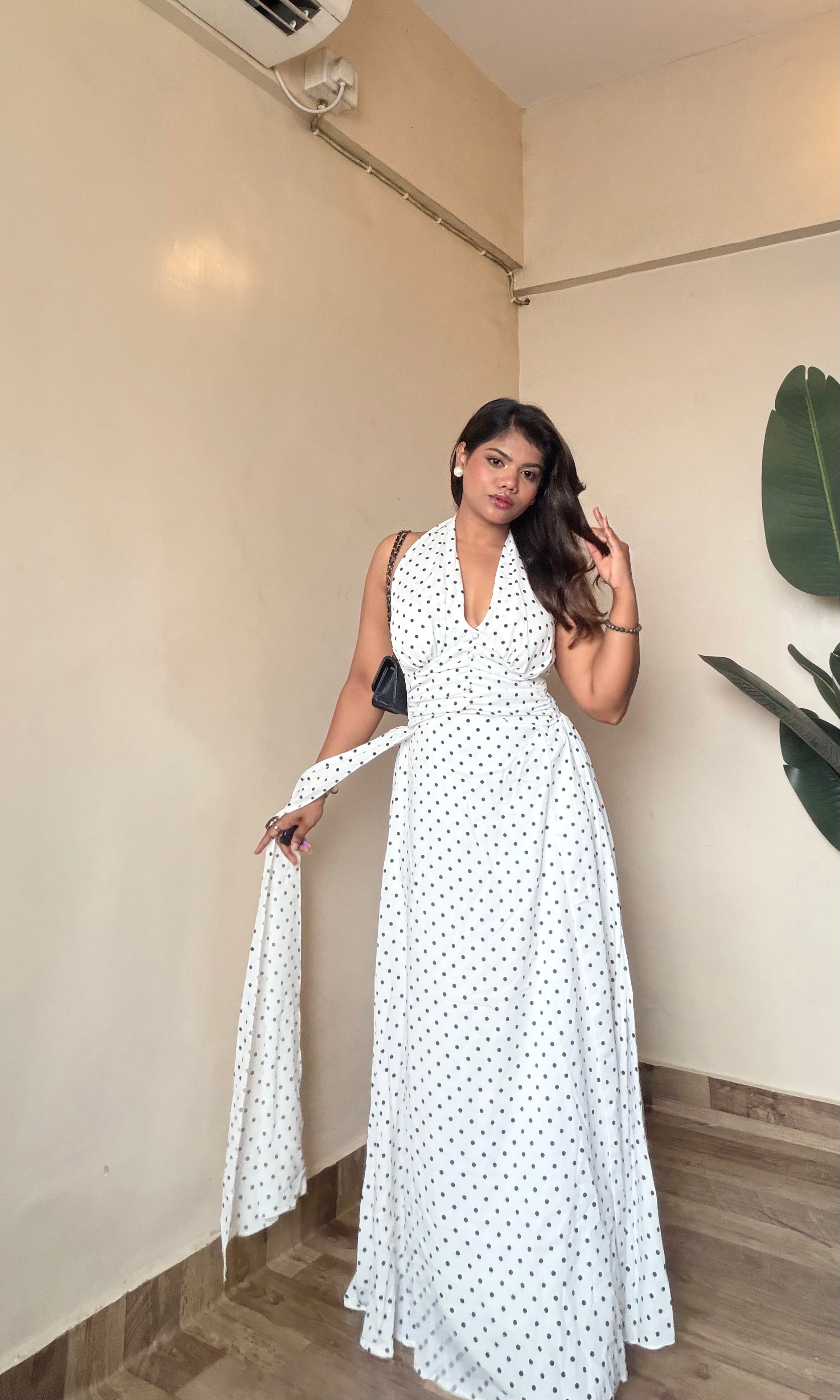 Polka Dot Halter-Neck Dress