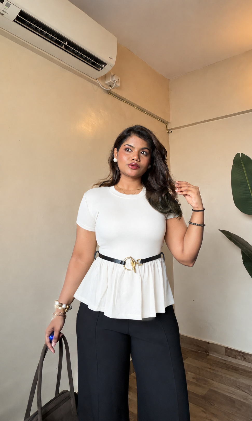 Peplum Style Top With Belt