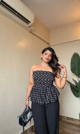 polka dot peplum tube top