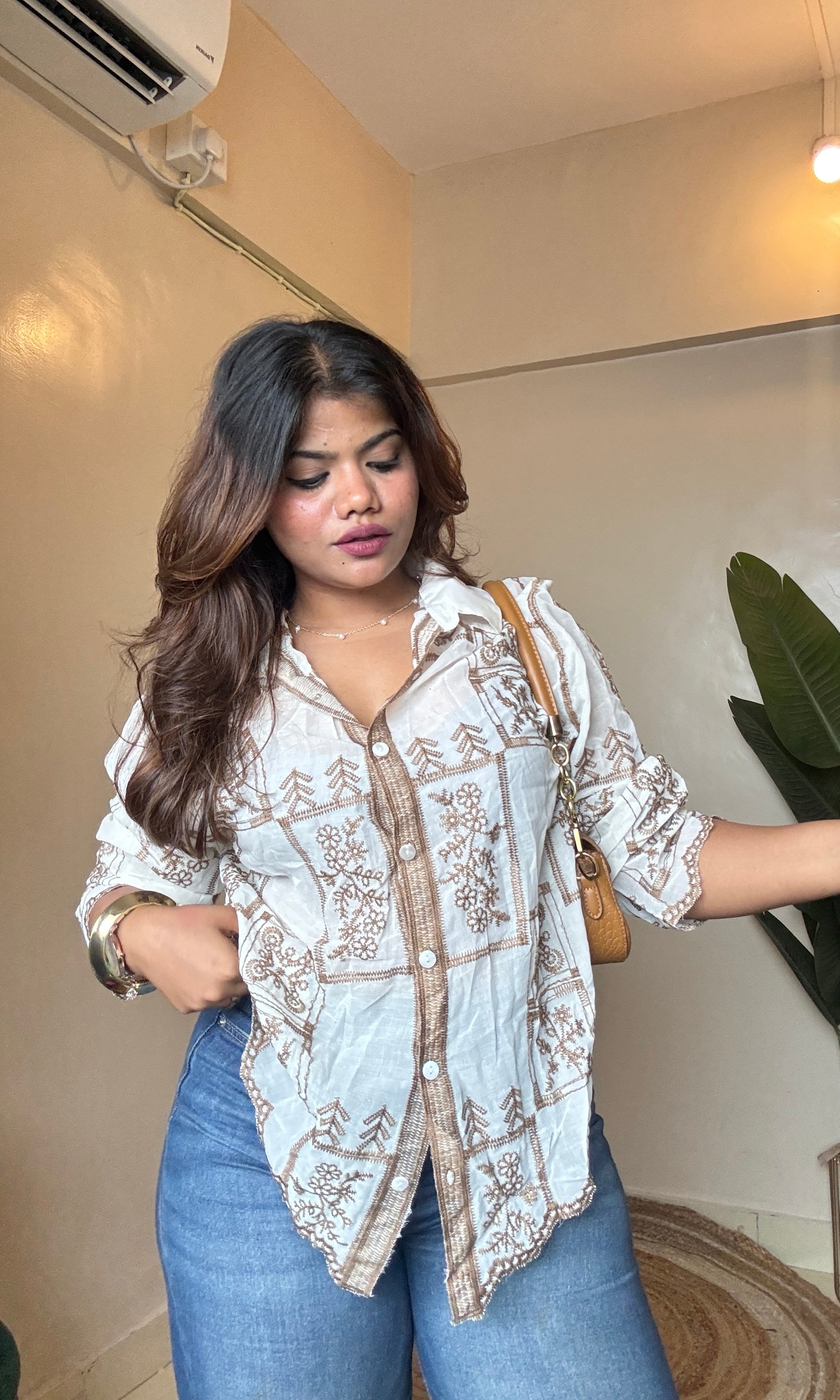Floral Embroidery Shirt