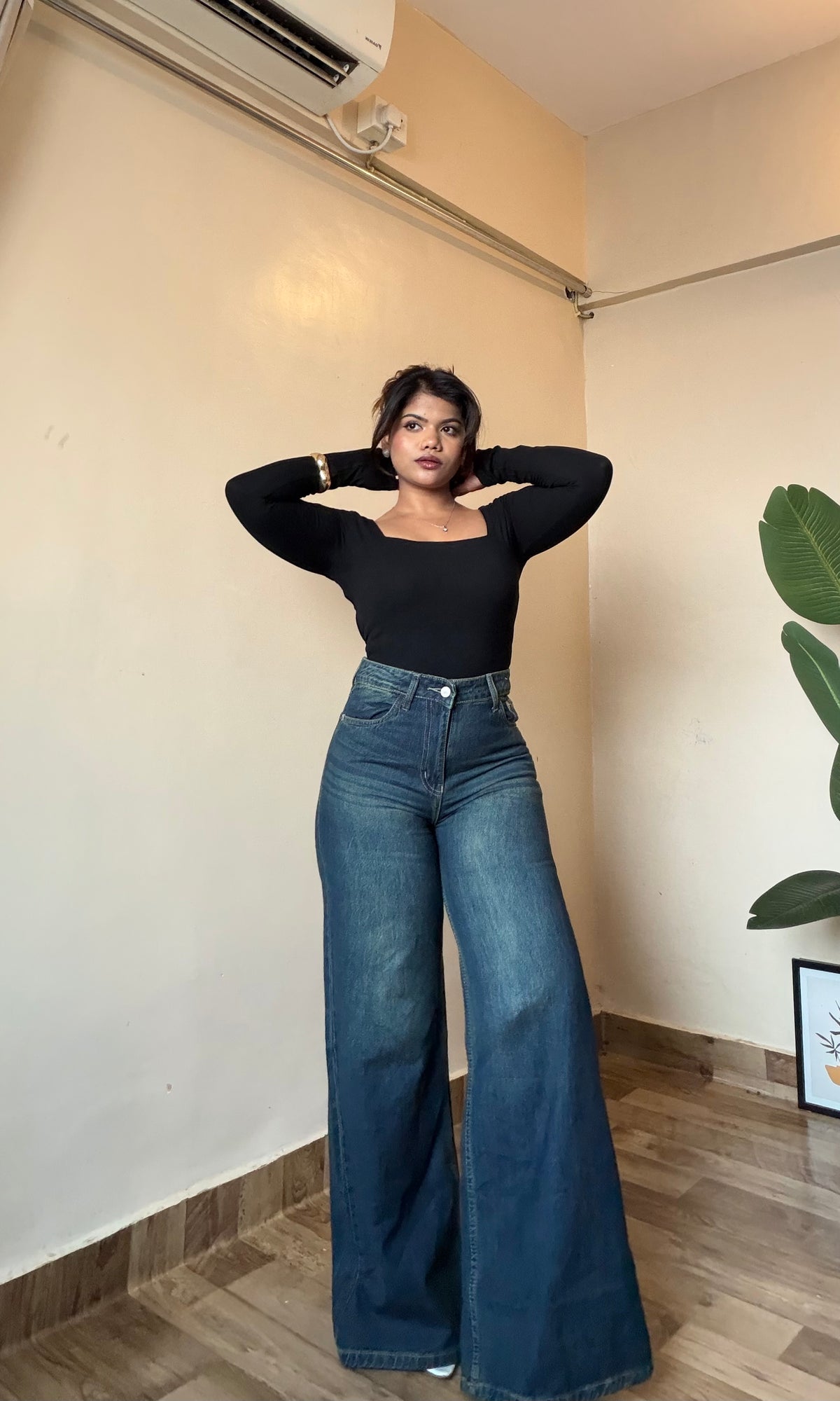 Blue Super Wide Leg Jeans