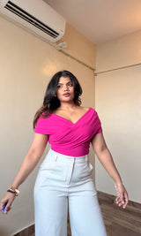 Wrap Crossover BodyFitted Half Sleeve Top #2179