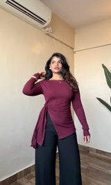 Asymmetric Side Tie-Up Top #9923