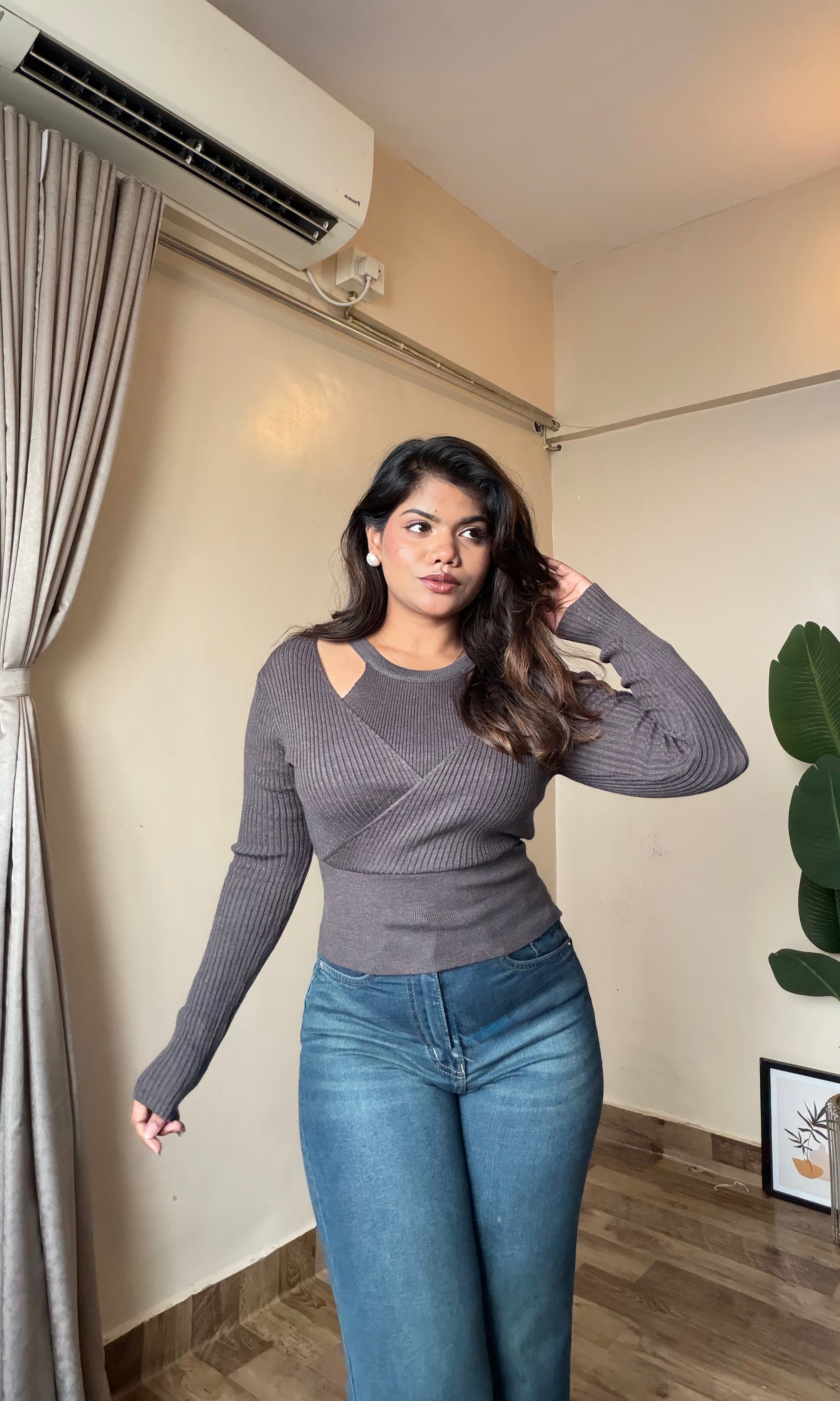 Overlap Halter Neck Top