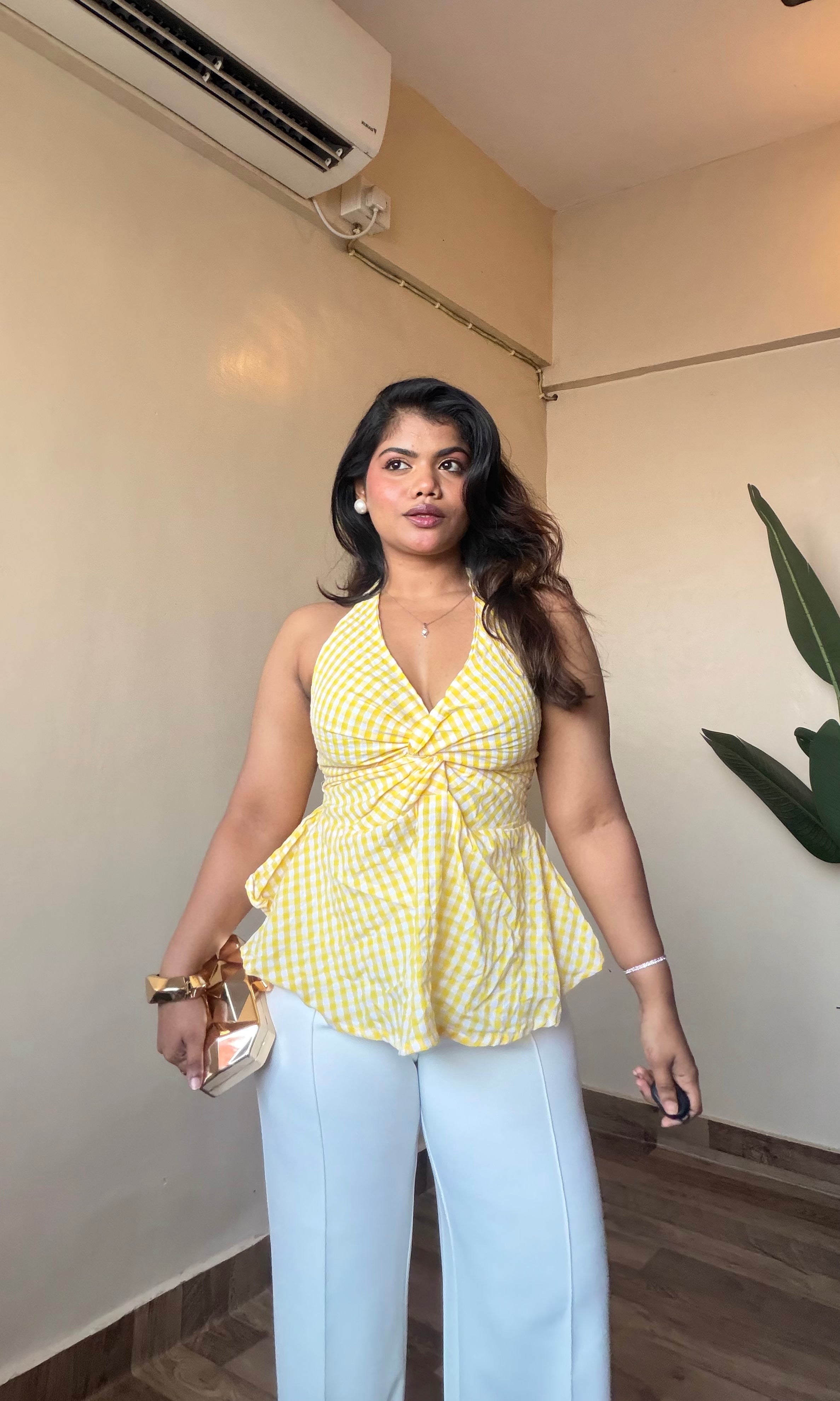 Checker Halter Neck Top