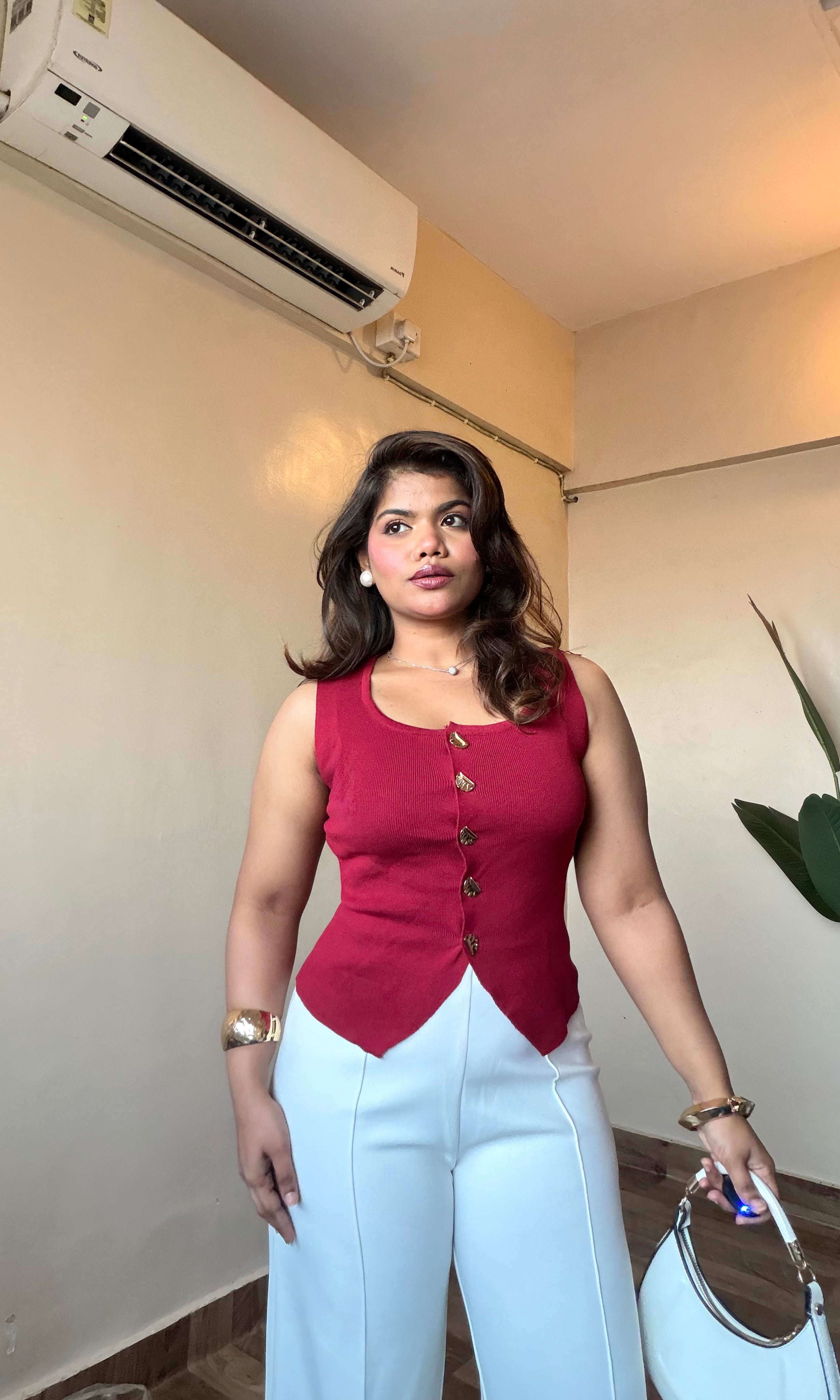 Golden Metallic Button Waist-Cost