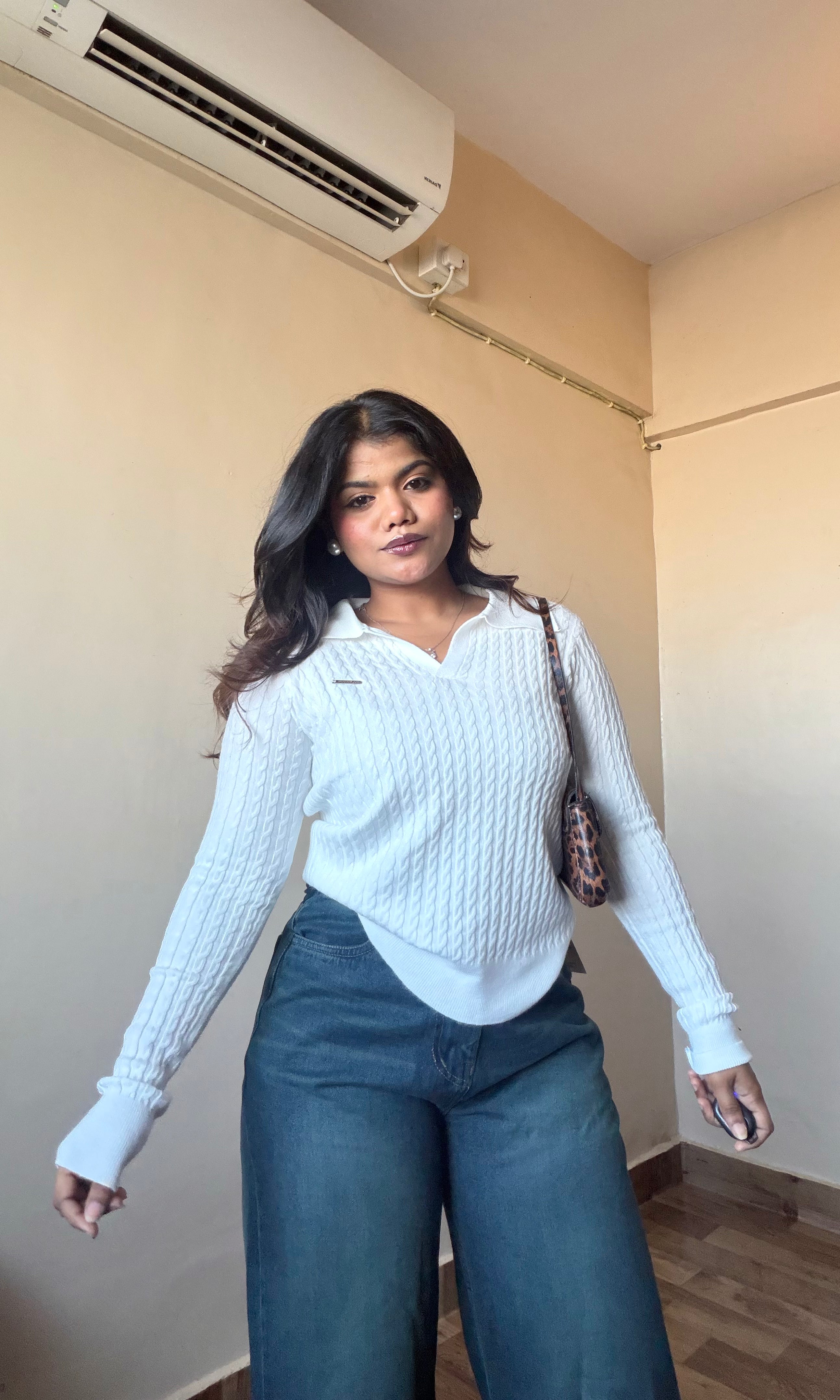 Basic Collar Knit Full Sleeve Top