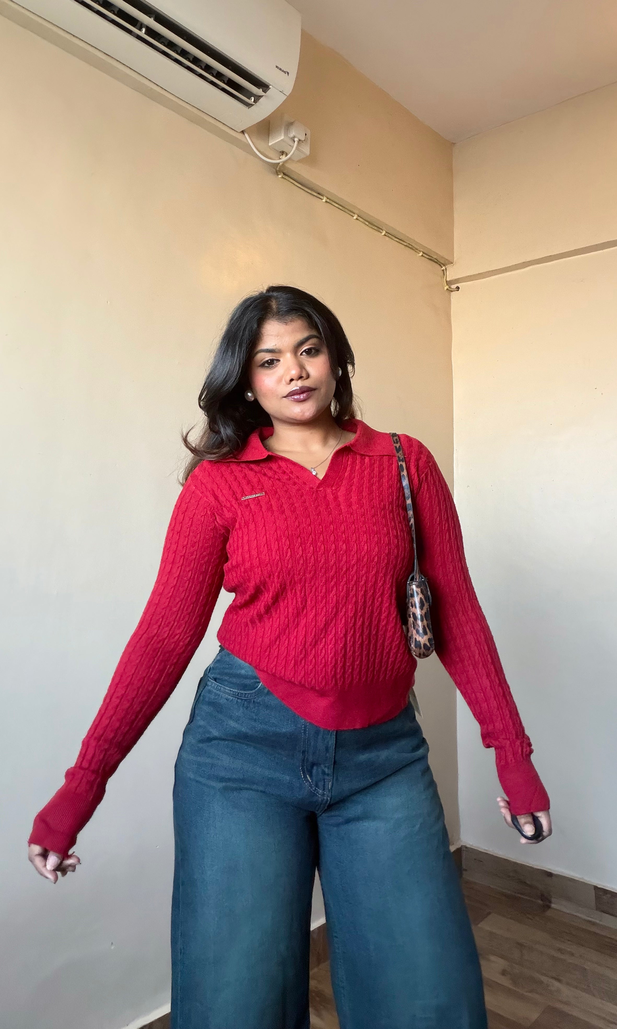 Basic Collar Knit Full Sleeve Top