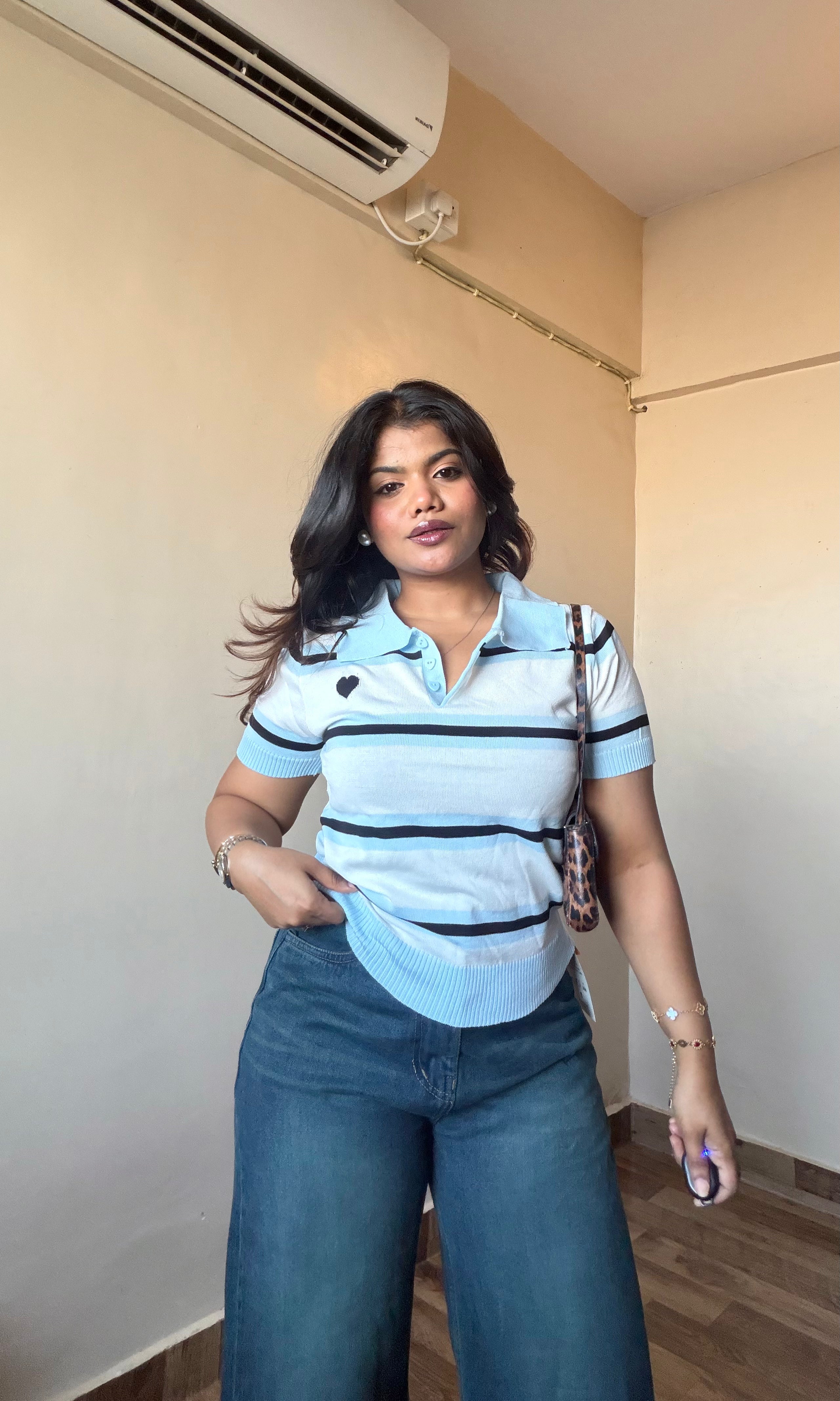 Collar Striped T-shirt