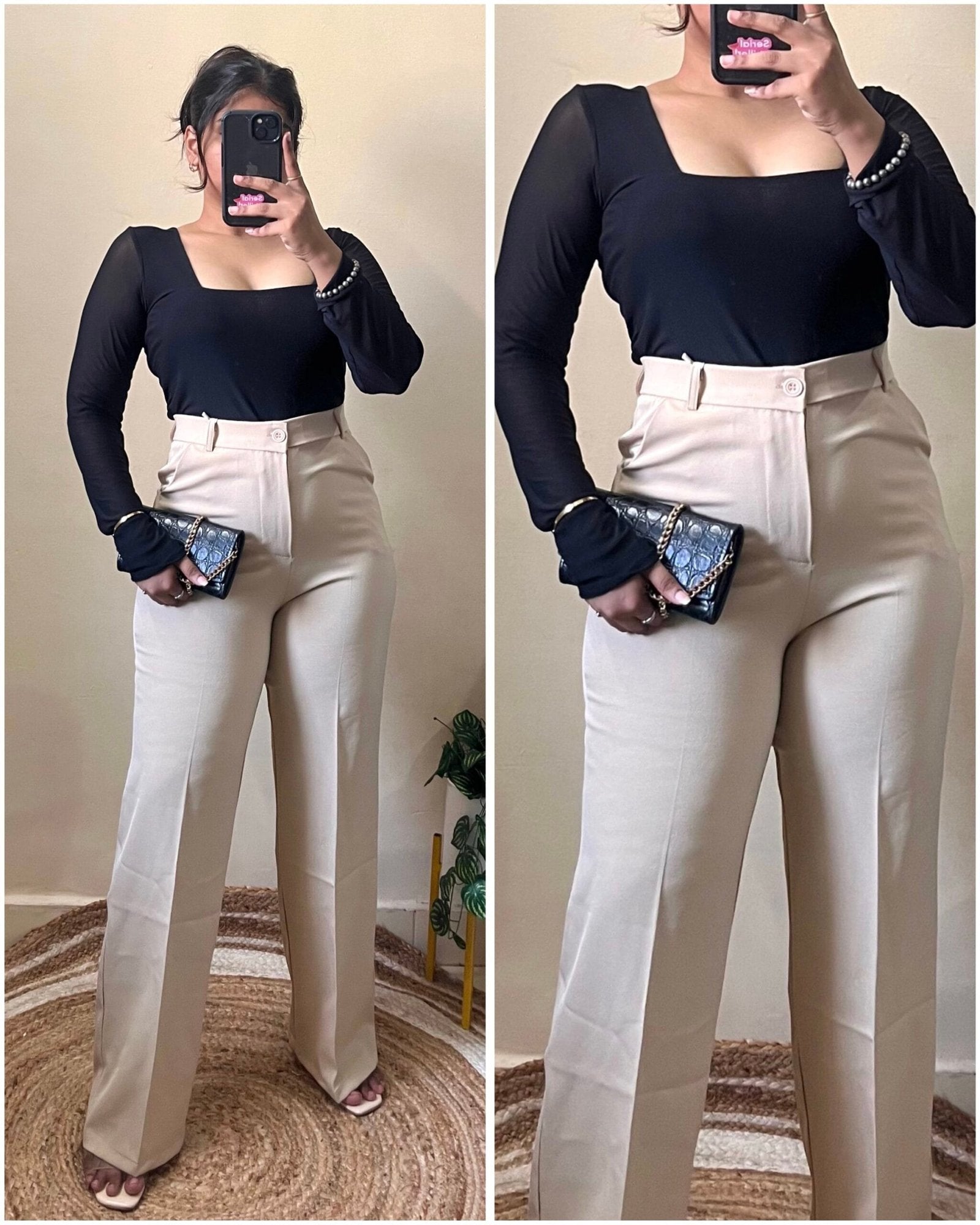 Korean Off-Beige High Waist Trouser