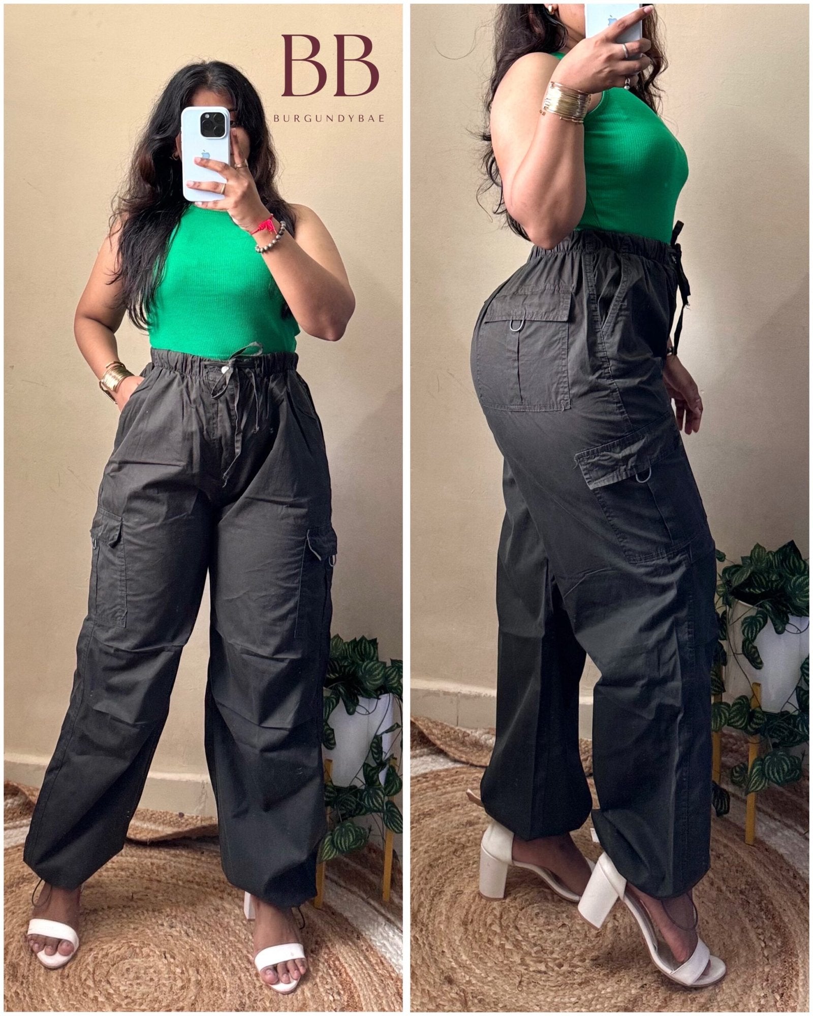 Olive Green Cotton Parachute Pant