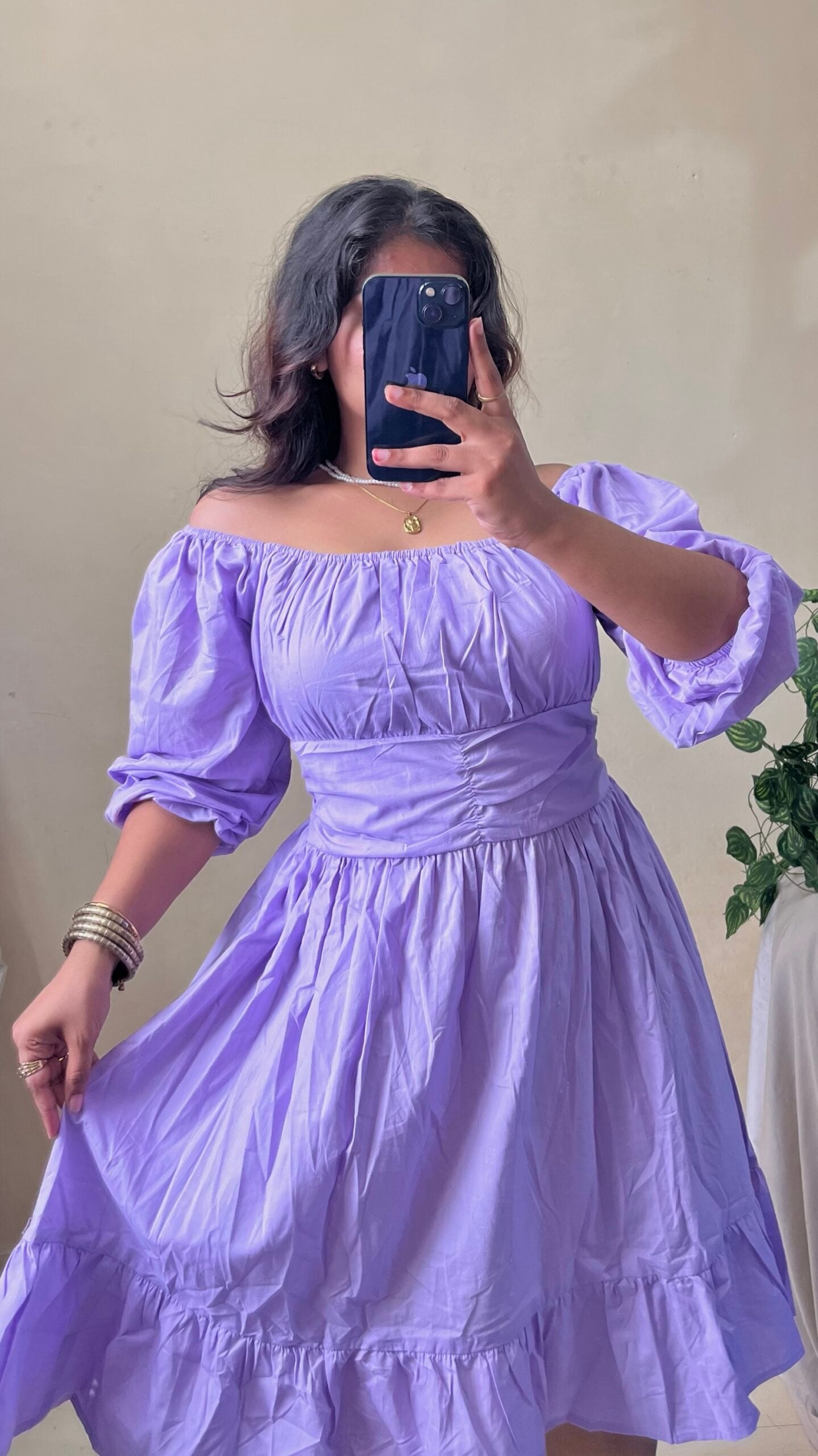Lavender Waist Ruched Dress