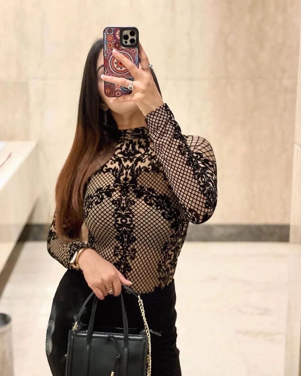 Barque Print Mesh Bodysuit