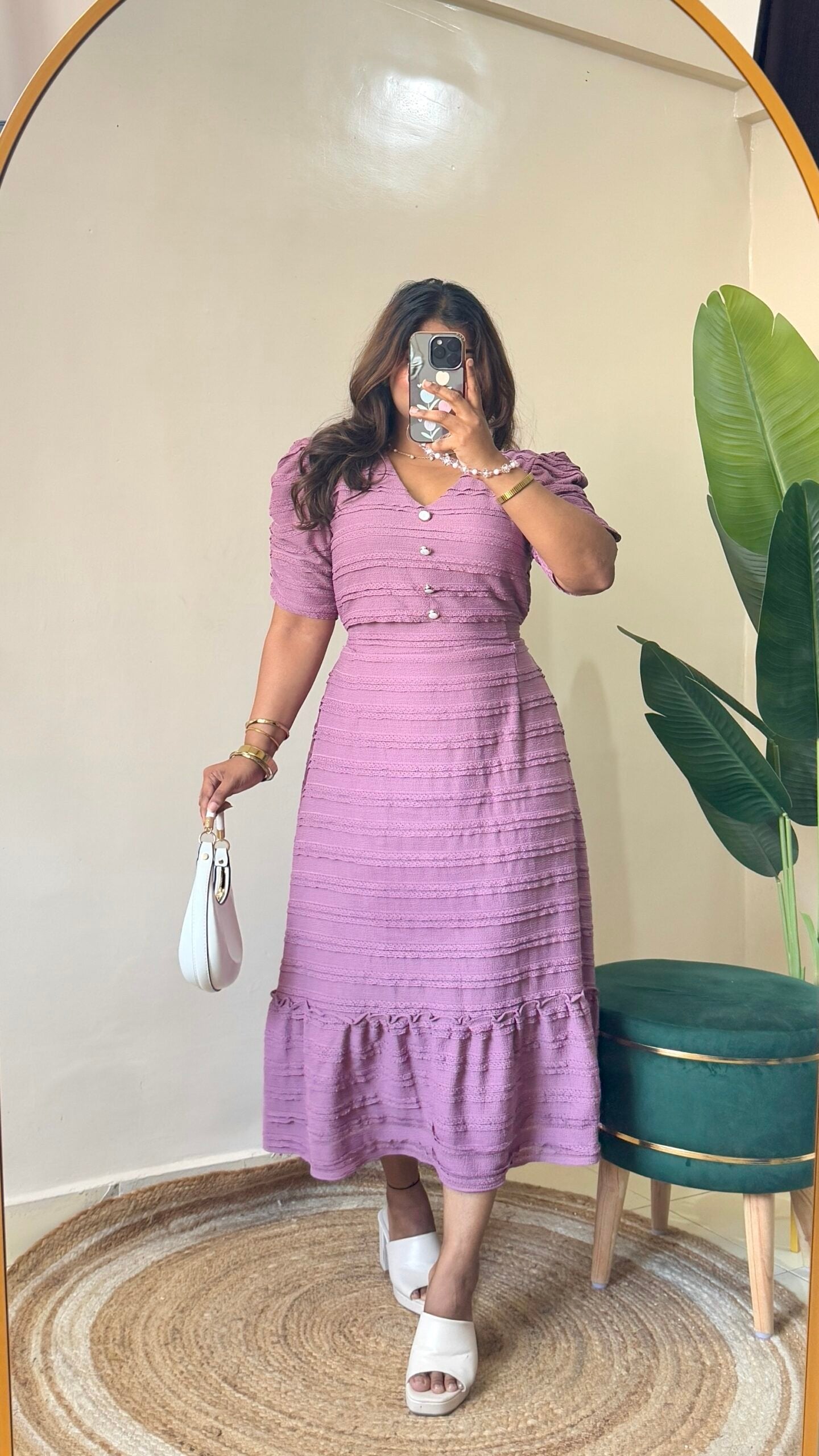 Mauve Pink Ruffle Dress