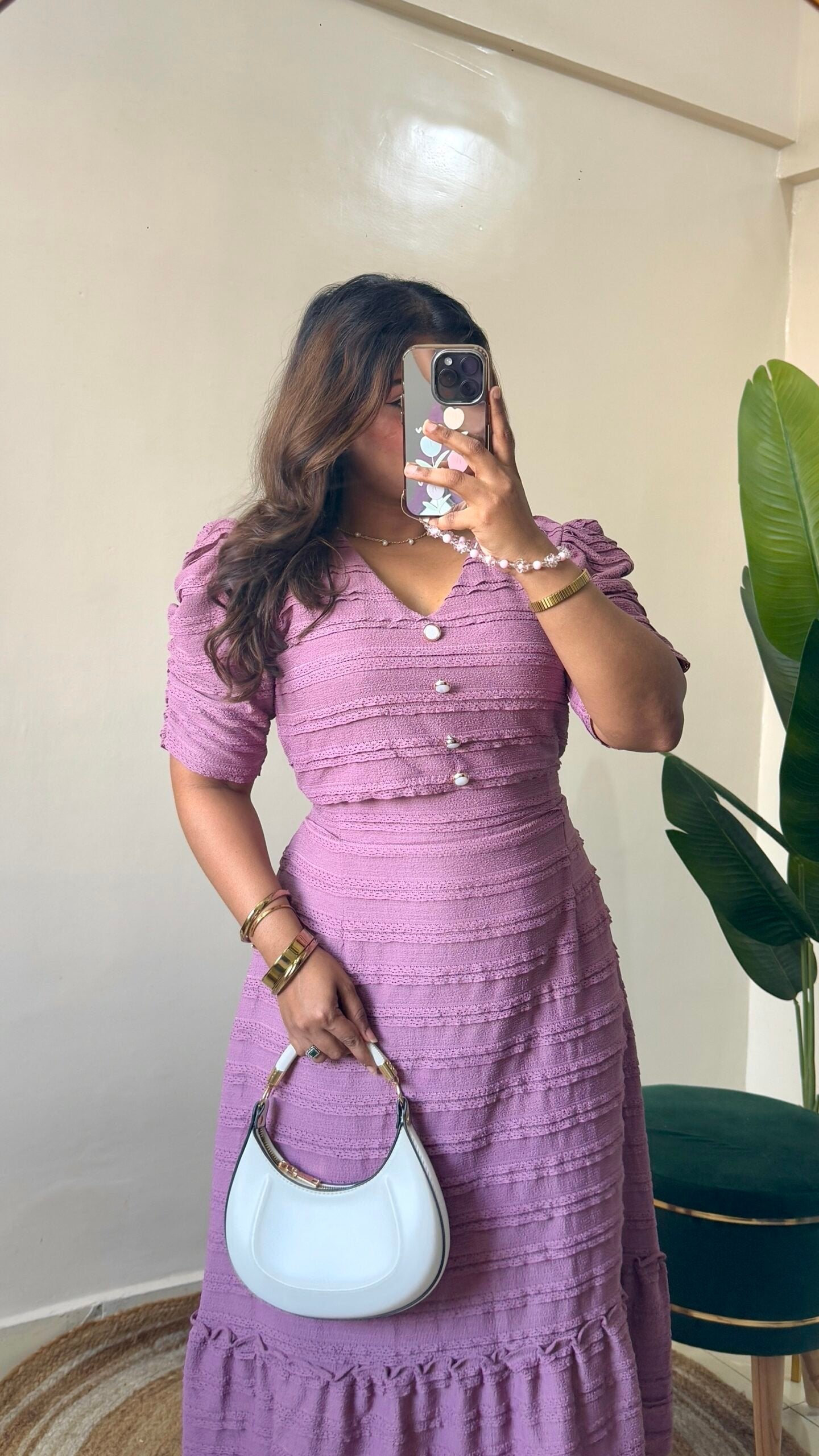 Mauve Pink Ruffle Dress