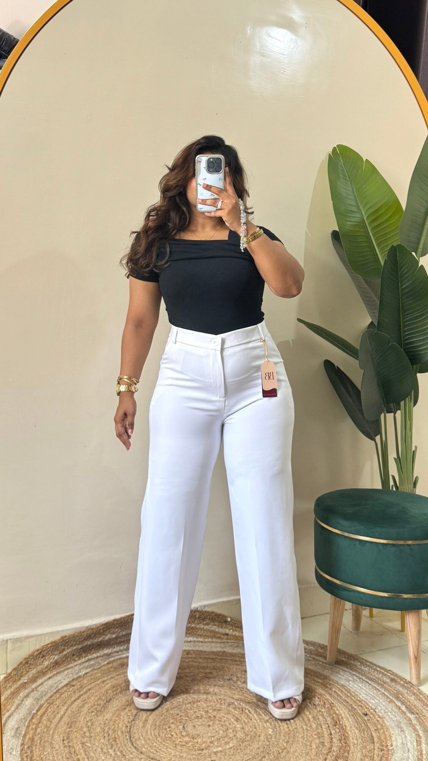Korean White High Waist Trouser