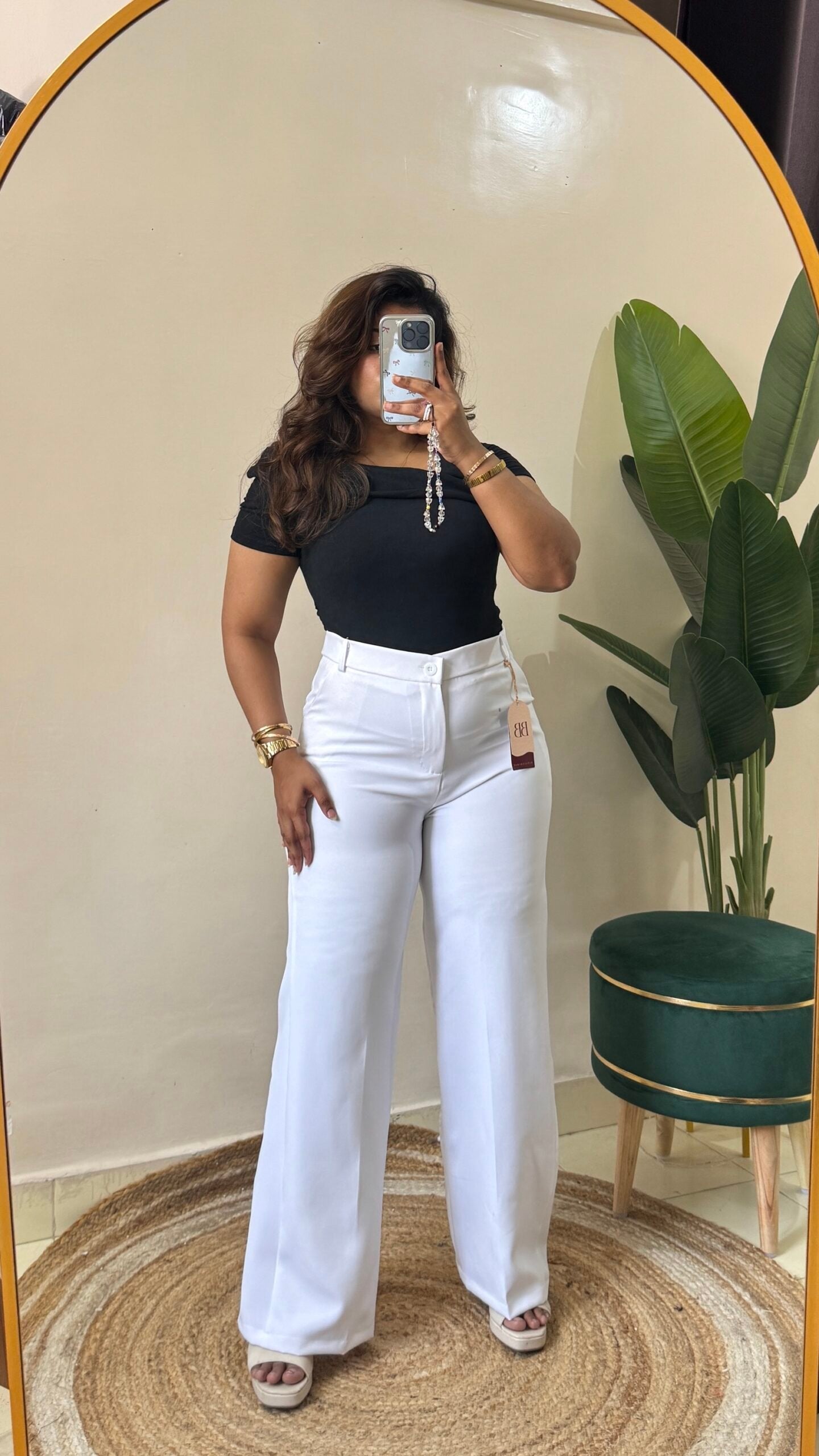 Korean White High Waist Trouser