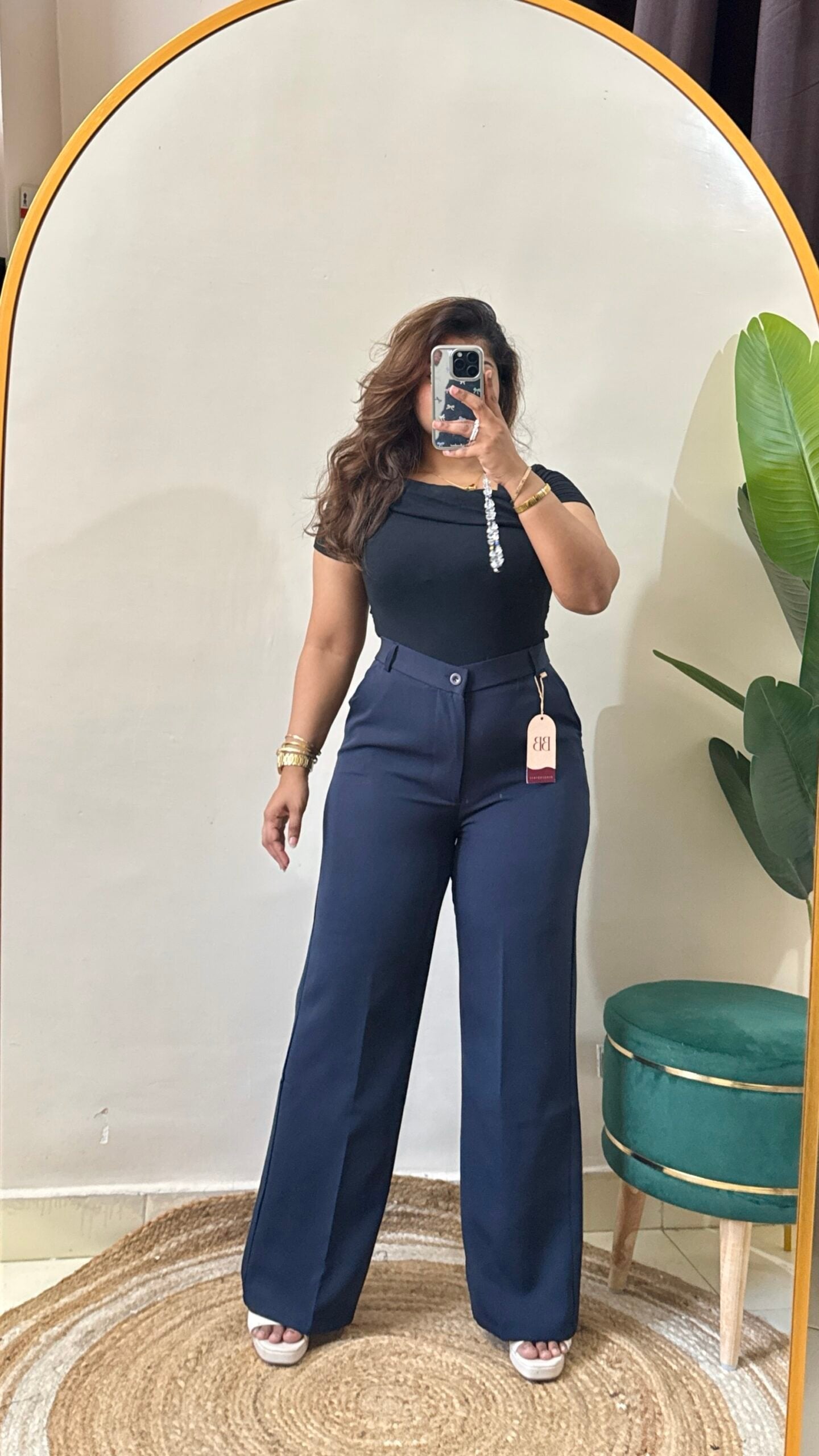 Korean Navy Blue High Waist Trouser