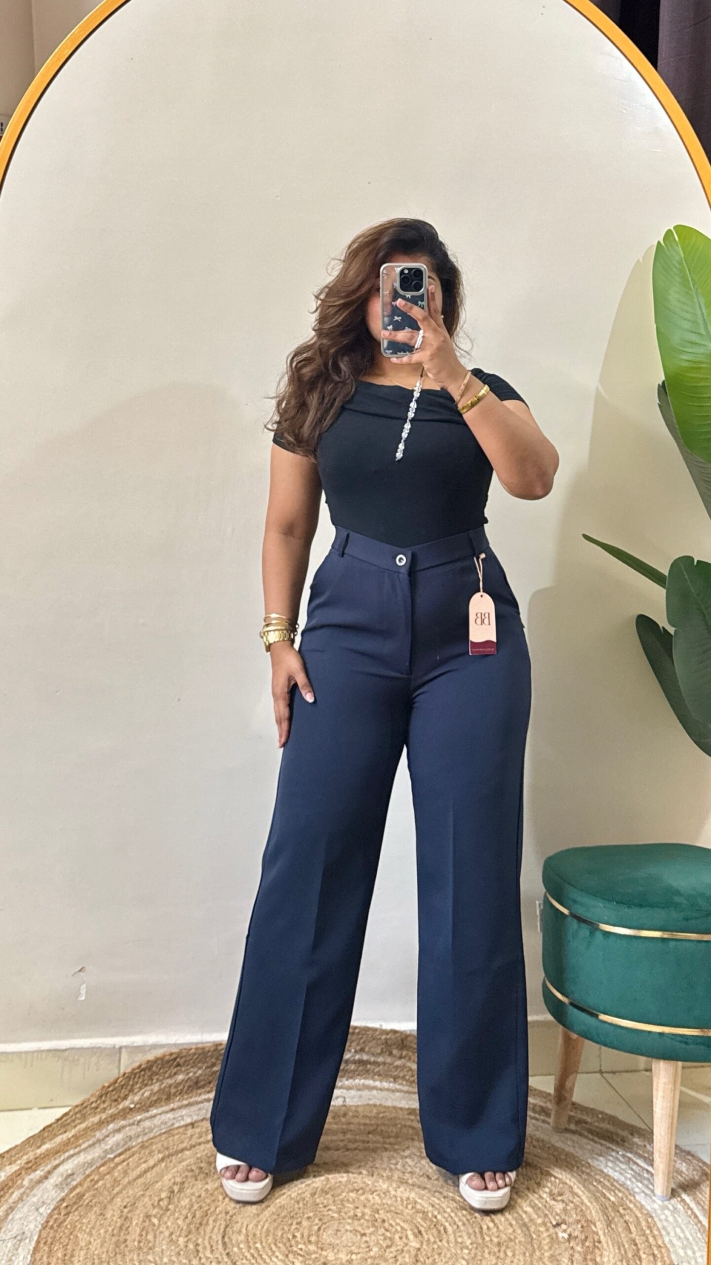 Korean Navy Blue High Waist Trouser