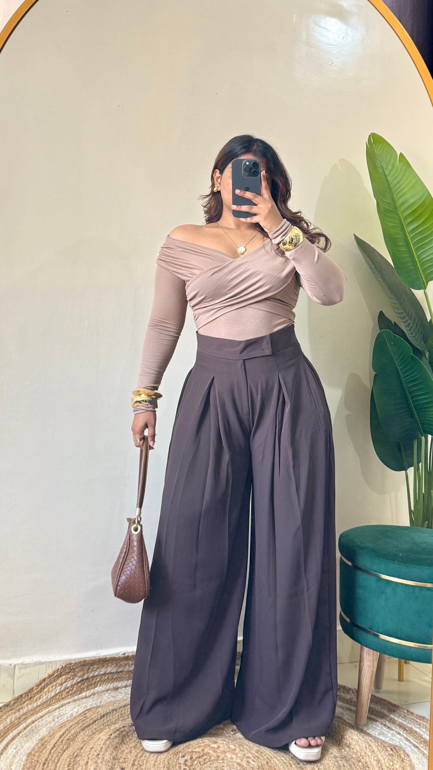Brown Pleated Trouser