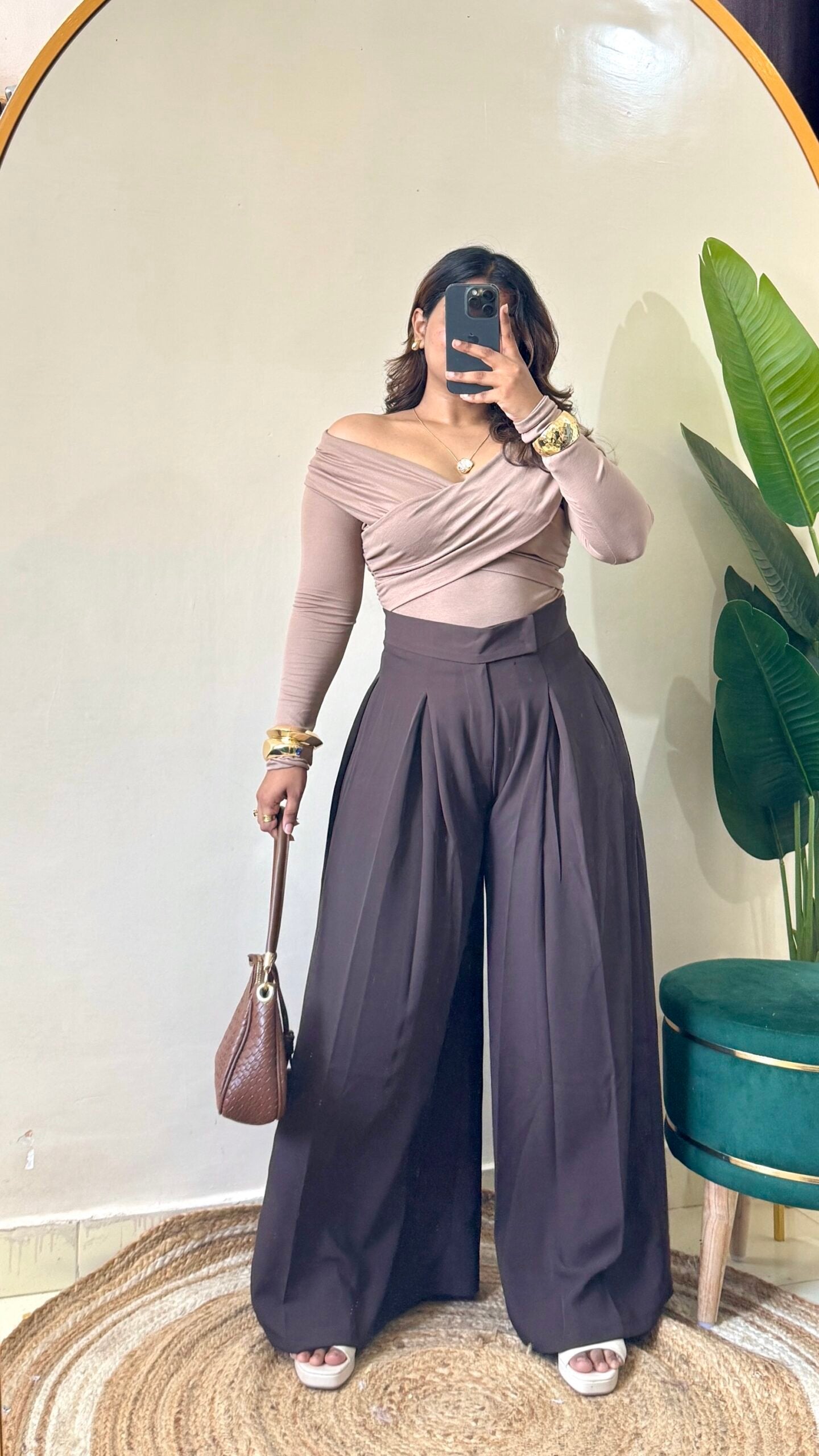Brown Pleated Trouser