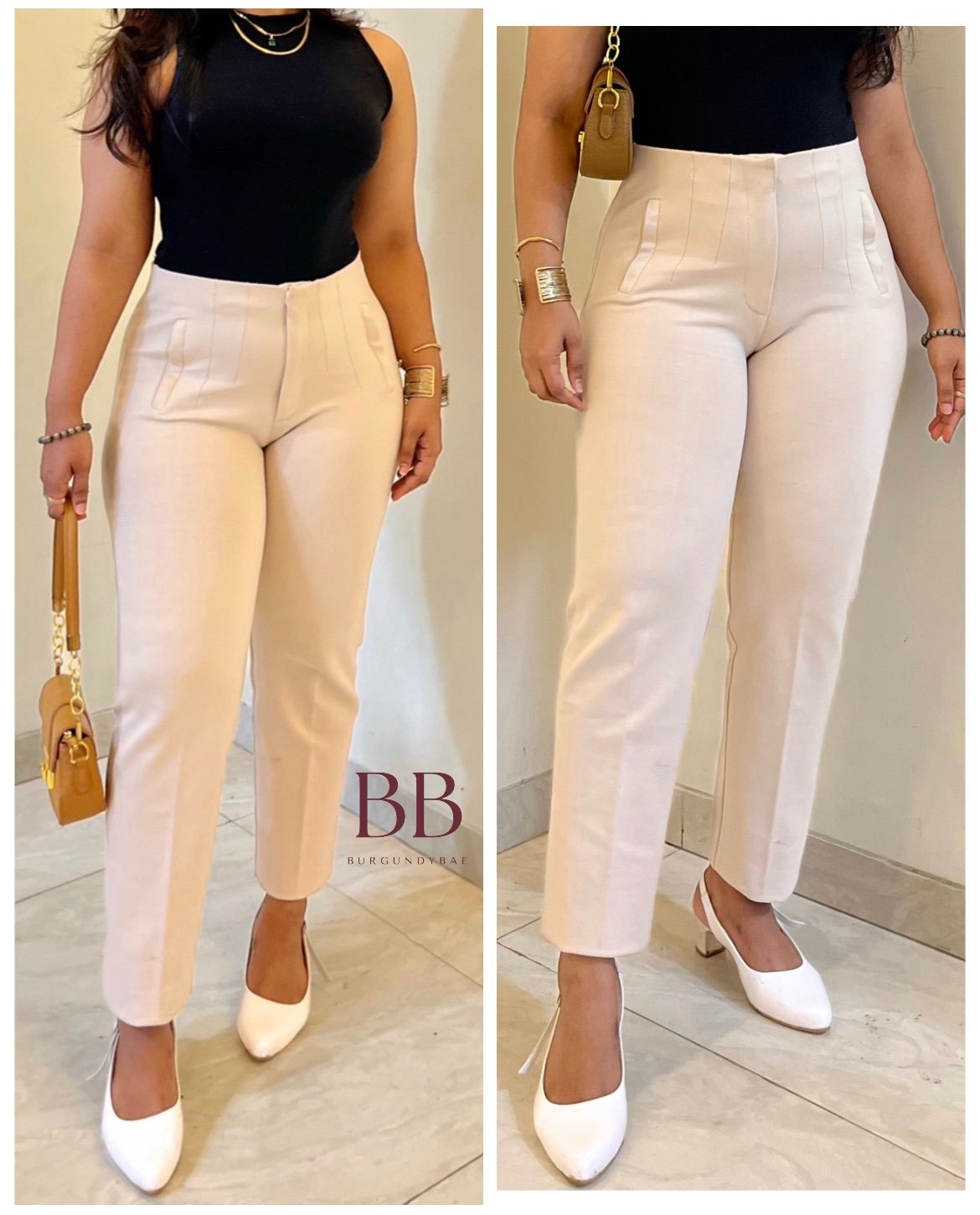 Bestseller Beige High Waist Trouser