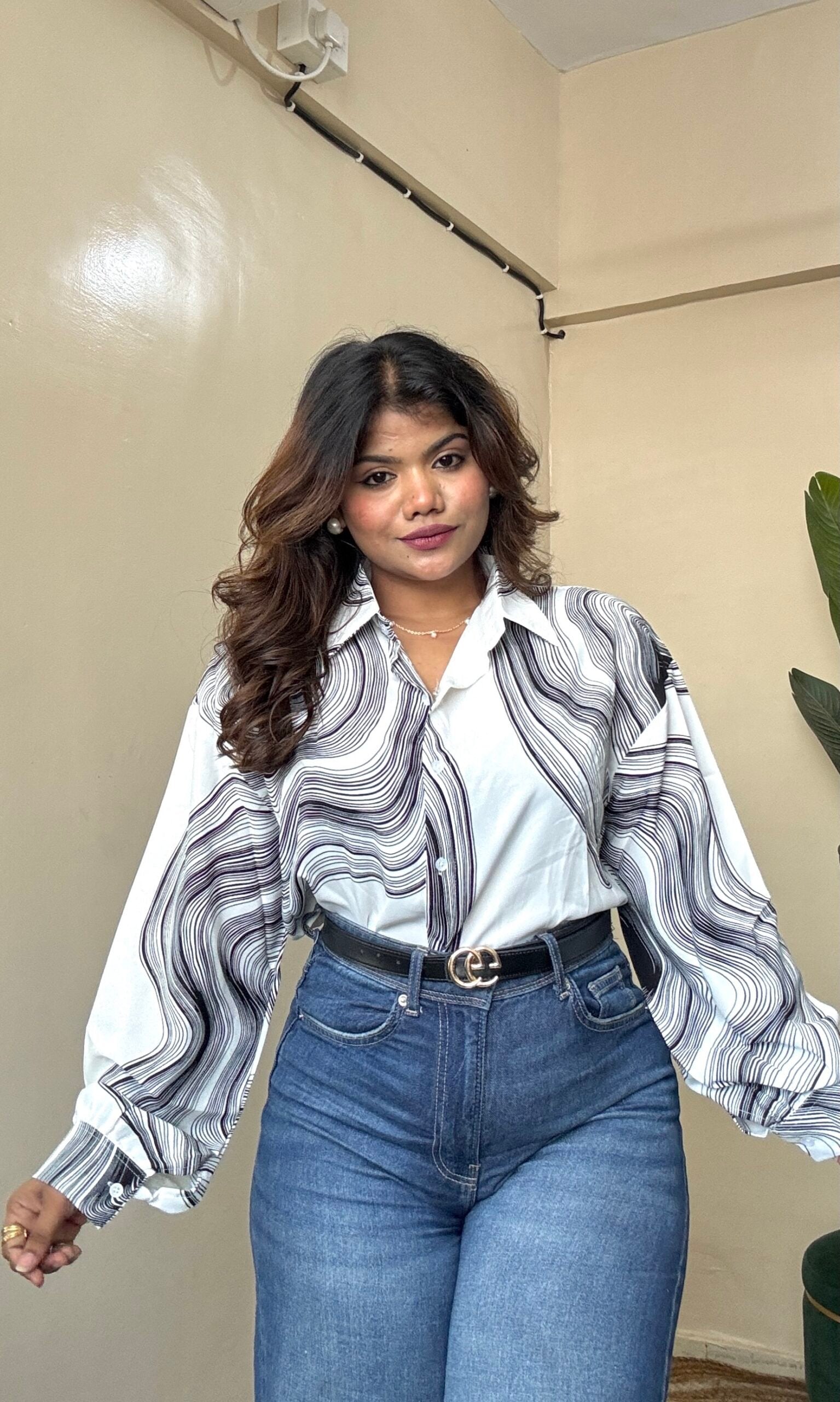 White Abstract Printed Shirt