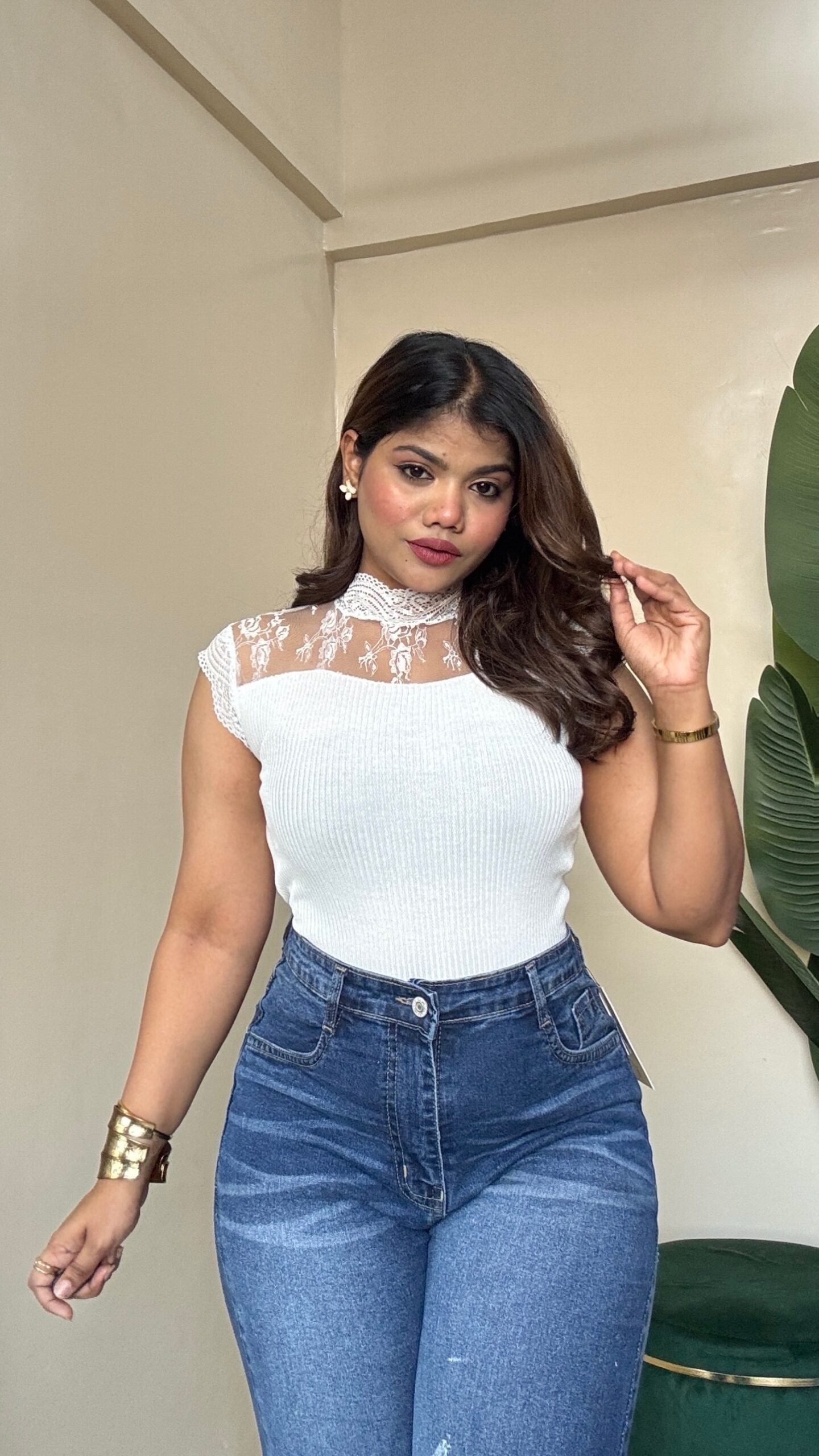 Mesh Neck Work Top