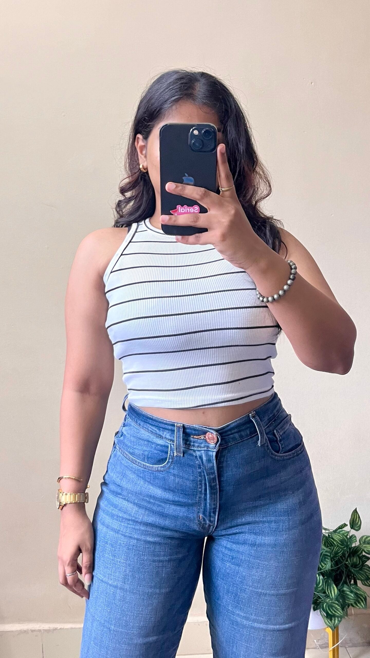 White Striped Crop Top