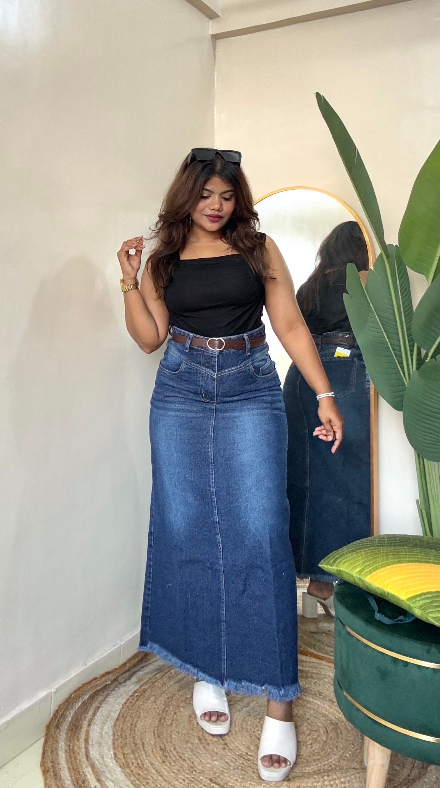 Long Denim Maxi Skirt