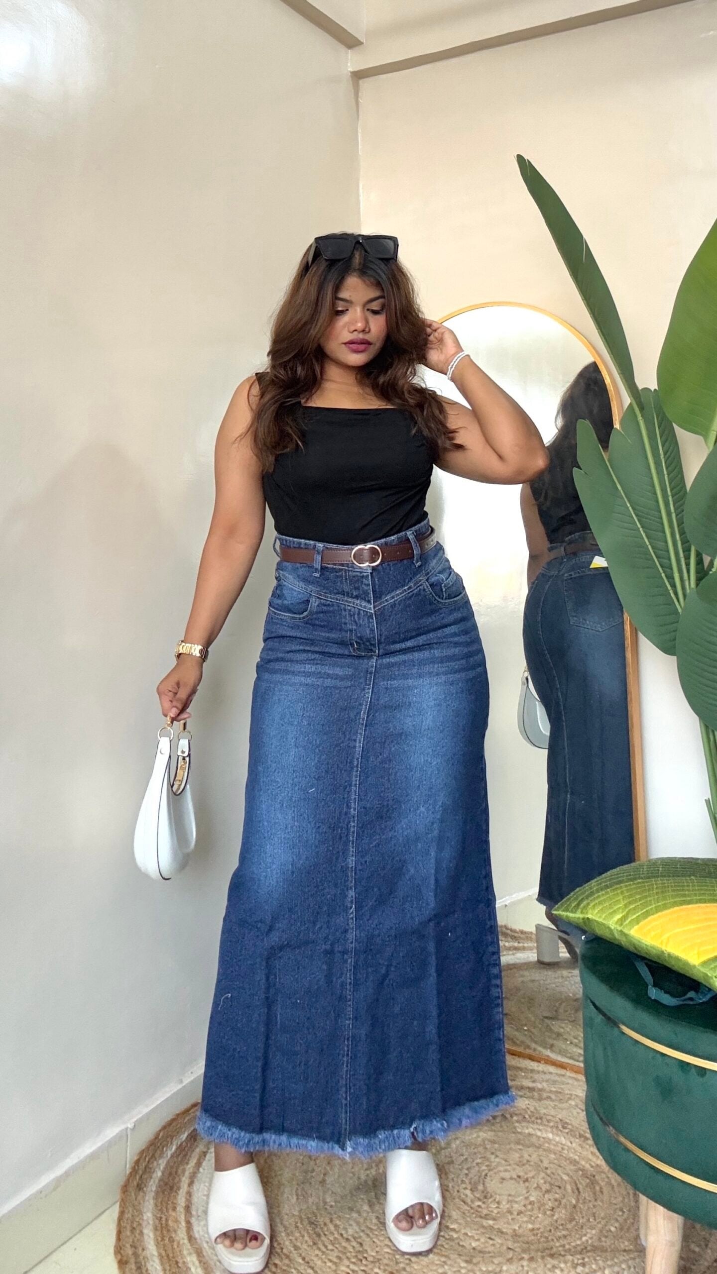 Long Denim Maxi Skirt